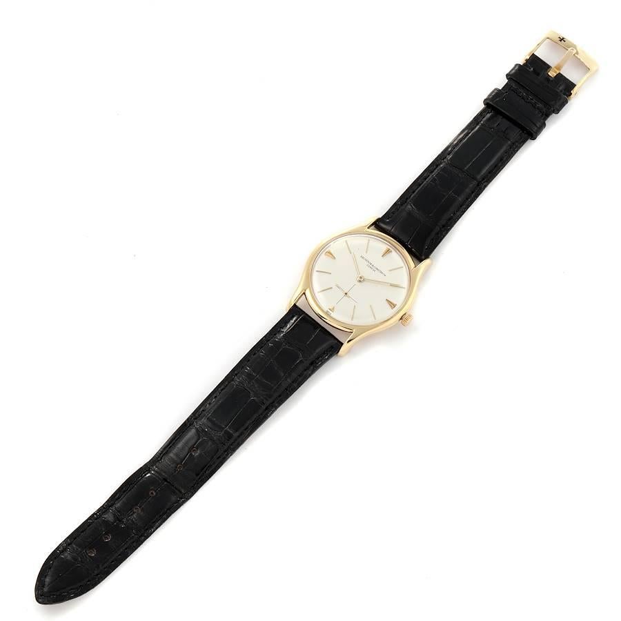 Vacheron Constantin: 18 Karat Gelbgold Silber Zifferblatt Vintage Herrenuhr 6185 im Angebot 3