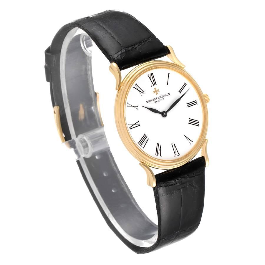 Vacheron Constantin 18K Gelbgold Ultra Thin White Dial Herrenuhr 33216 im Zustand „Hervorragend“ im Angebot in Atlanta, GA