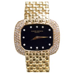 Vacheron Constantin 18K YG Quadrante in onice Lunetta con indici di diamanti e bracciale integrato