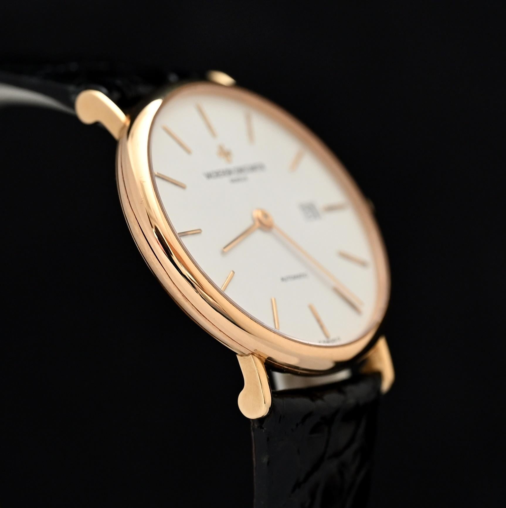 Vacheron Constantin 18K YG Weißes Zifferblatt Automatik 48002/000J-3 mit Garantiekarte für Damen oder Herren