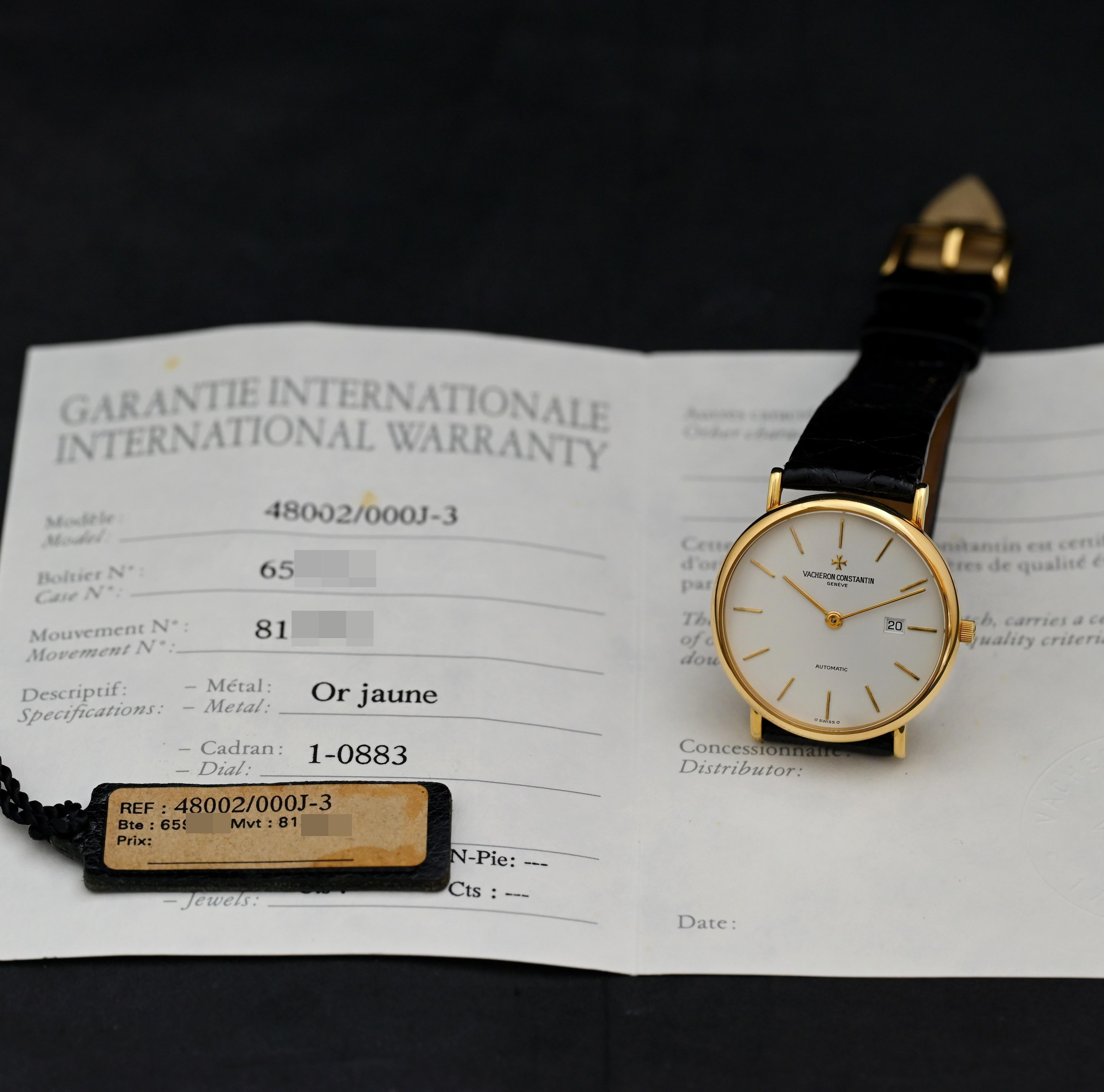 Vacheron Constantin 18K YG Weißes Zifferblatt Automatik 48002/000J-3 mit Garantiekarte 1