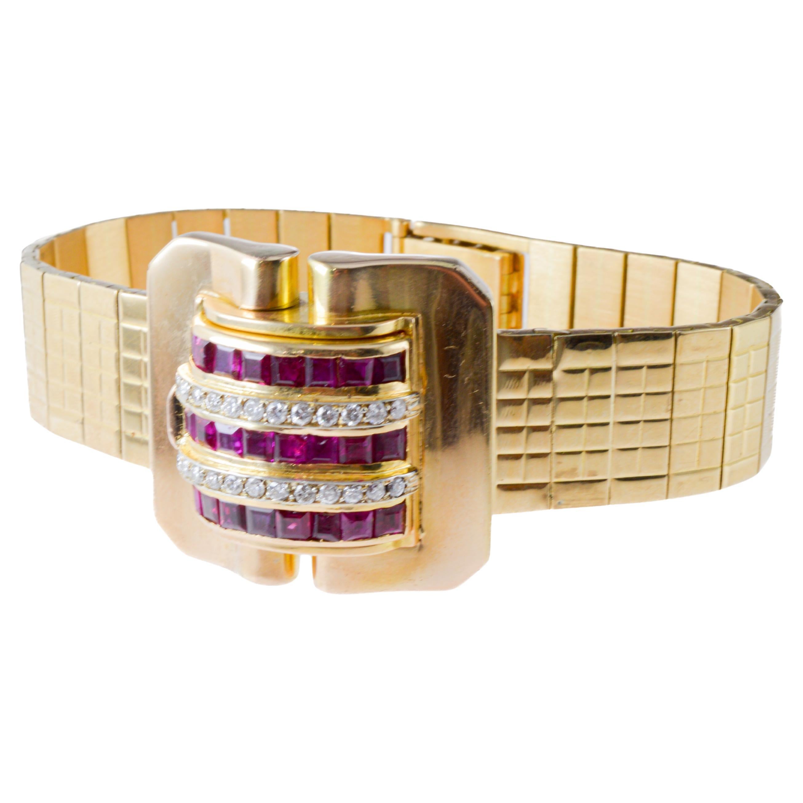 Vacheron  Constantin 18Kt Solid Gold with a  Ruby & Diamond Bezel 1940's For Sale 6