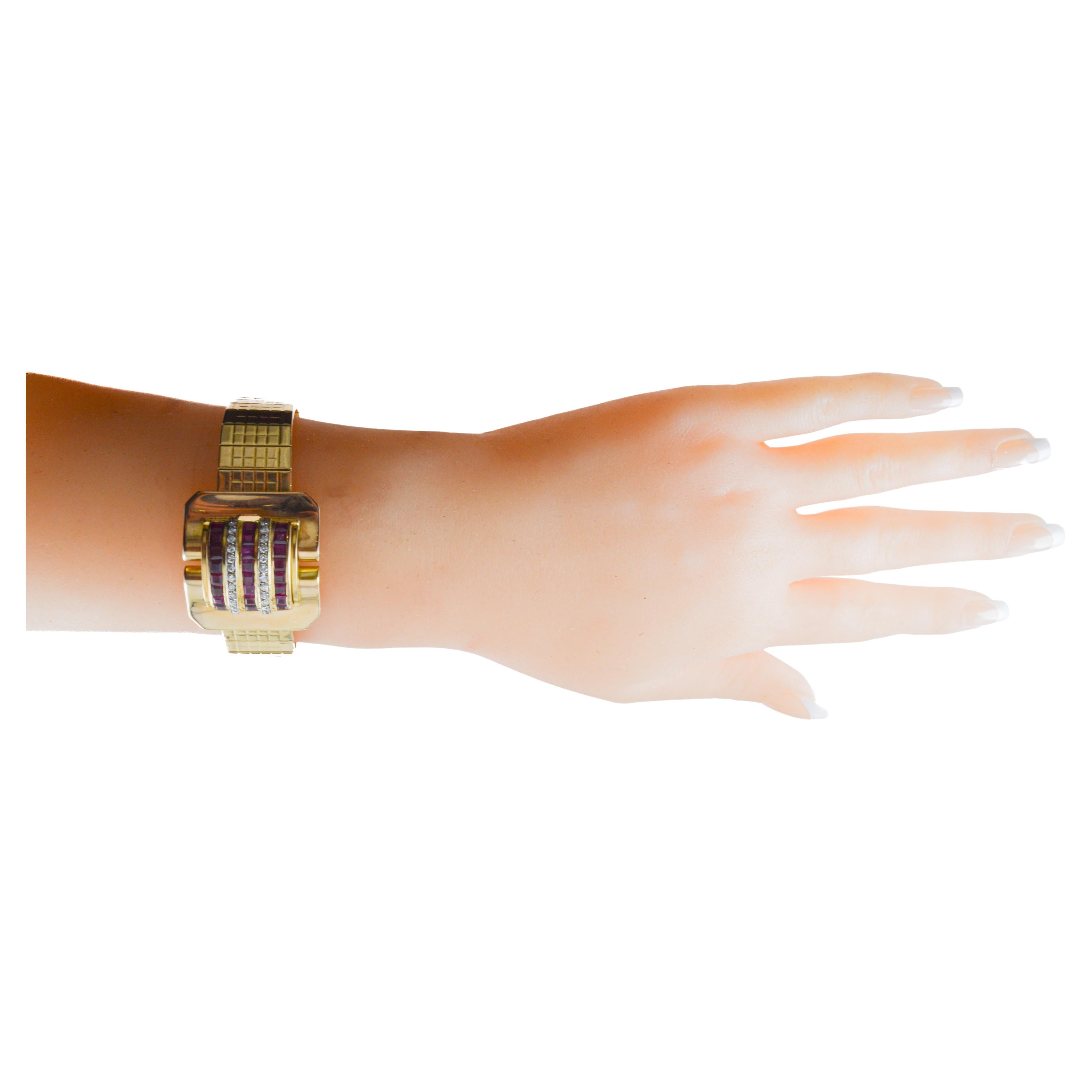 Vacheron  Constantin 18Kt Solid Gold with a  Ruby & Diamond Bezel 1940's For Sale 13