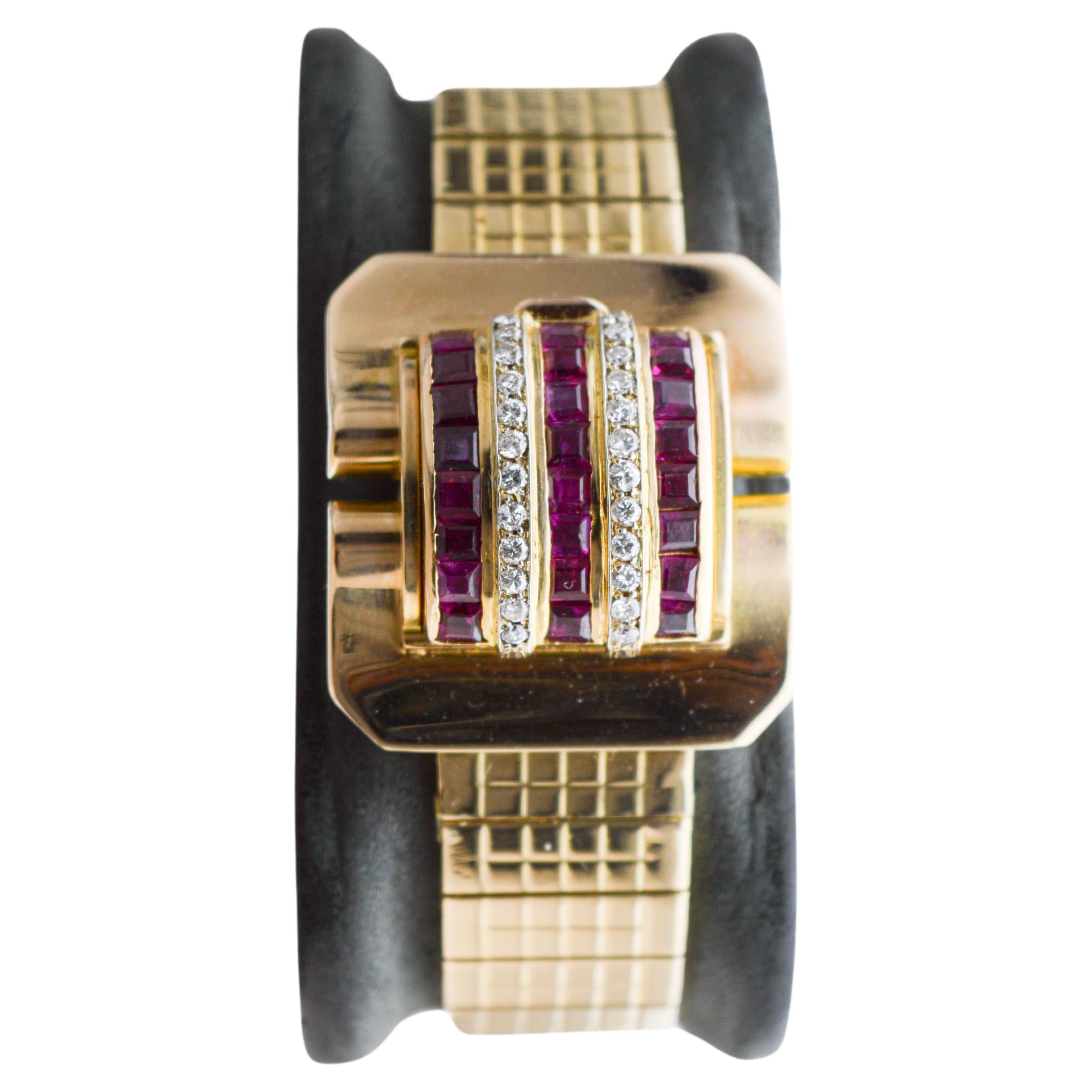 Vacheron  Constantin 18Kt Solid Gold with a  Ruby & Diamond Bezel 1940's For Sale