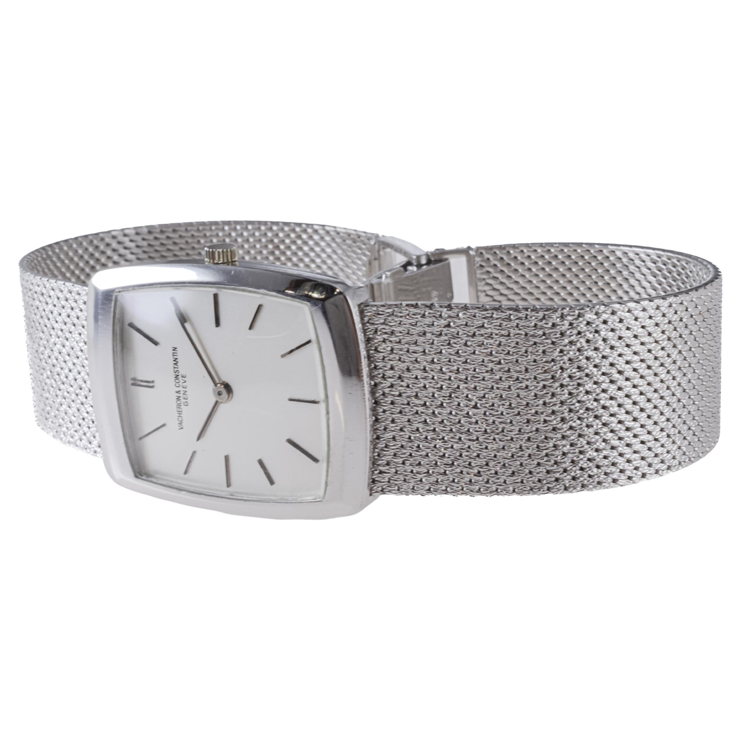 Women's or Men's Vacheron Constantin 18Kt Solid White Gold Dress Watch circa 1980's For Sale