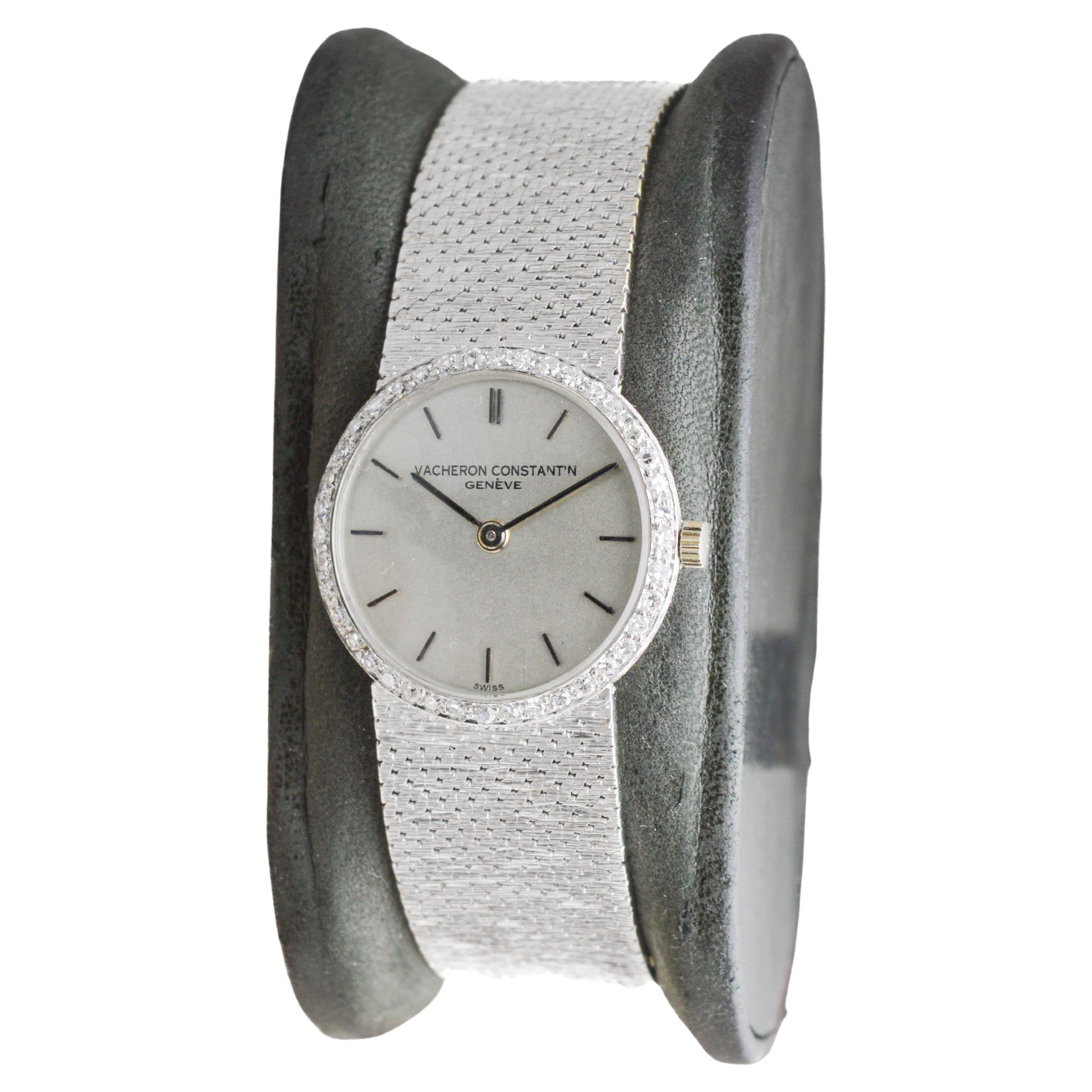Women's Vacheron  Constantin 18Kt Solid White Gold with a Diamond Bezel For Sale