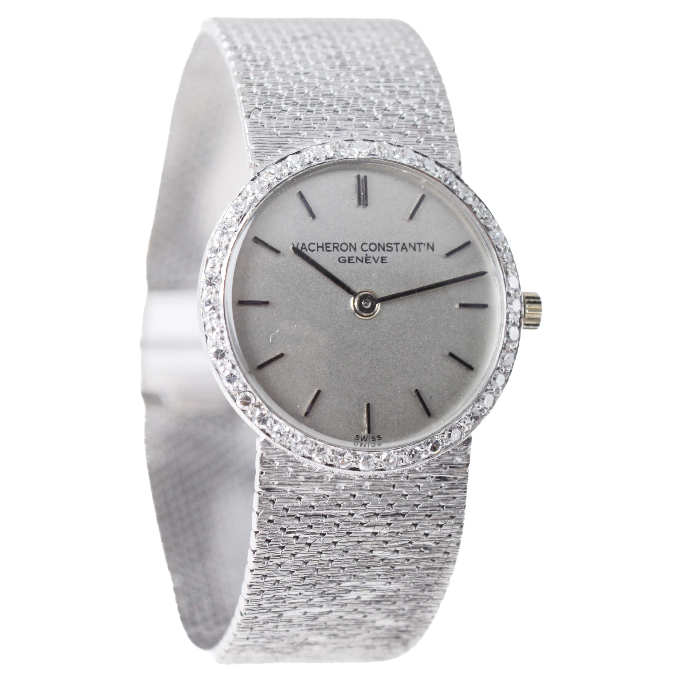 Vacheron  Constantin 18Kt Solid White Gold with a Diamond Bezel For Sale 1