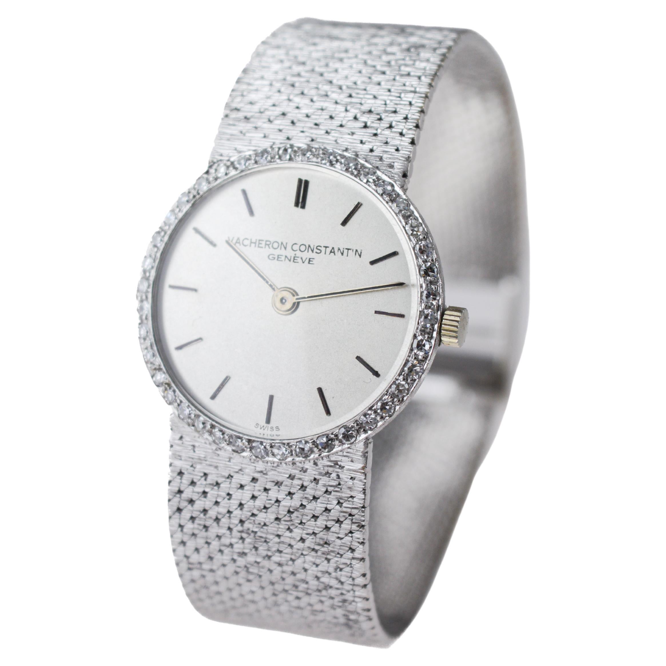 Vacheron  Constantin 18Kt Solid White Gold with a Diamond Bezel For Sale 3