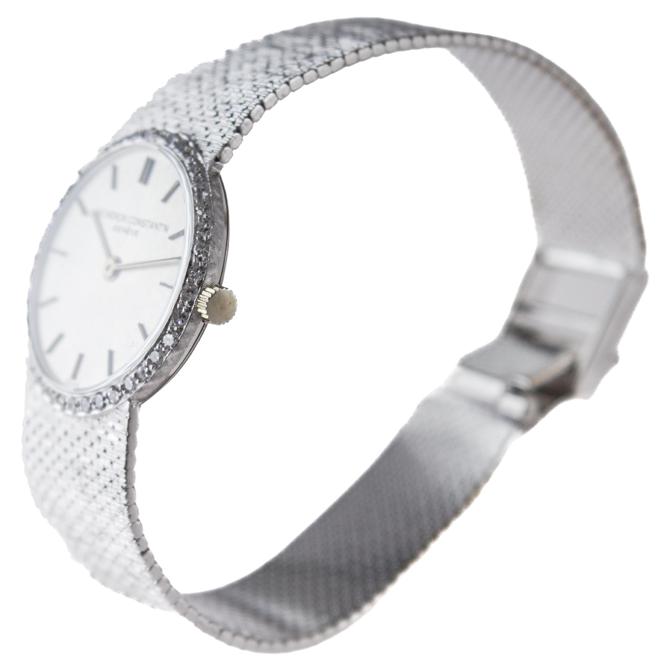 Vacheron  Constantin 18Kt Solid White Gold with a Diamond Bezel For Sale 4