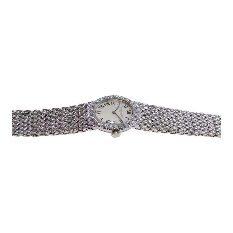 Modern Vacheron & Constantin 18Kt. White Gold Ladies Dress Watch with Diamond Bezel