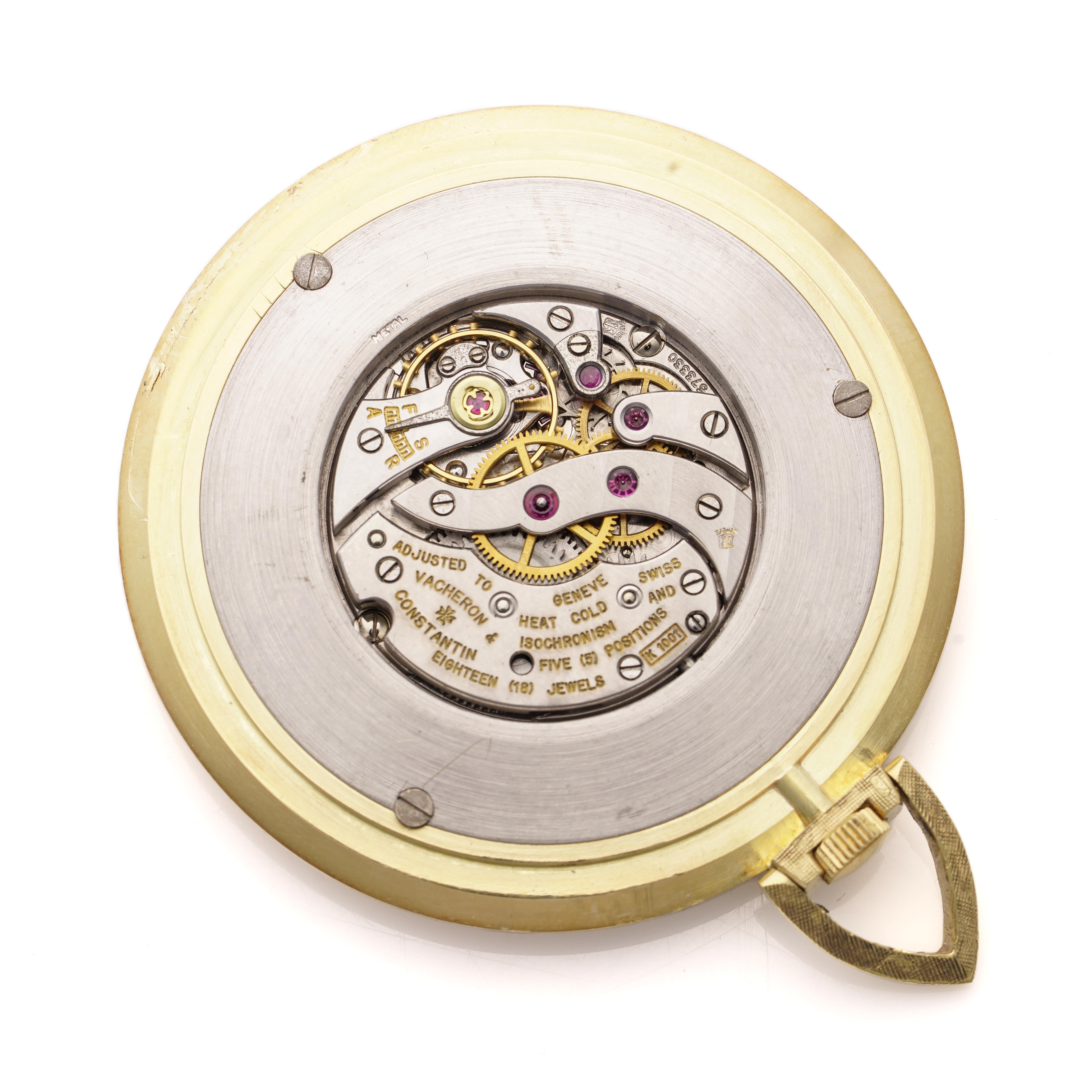 Vacheron Constantin 18 Karat Yellow Gold Open-Face Dress Pocket Watch For Sale 3