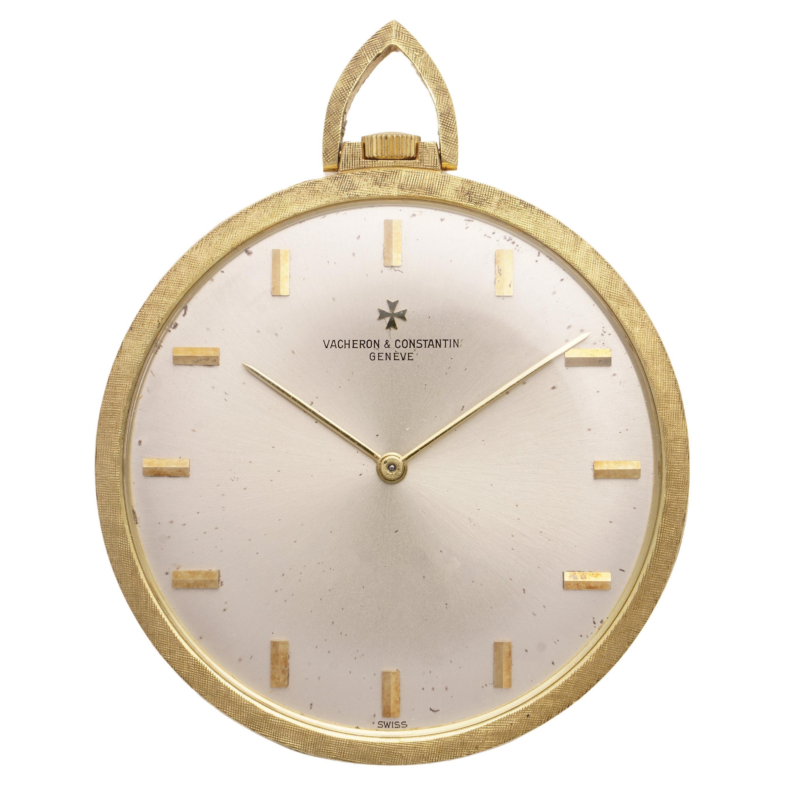 Reloj de bolsillo de vestir abierto Vacheron Constantin de oro amarillo de 18 quilates 