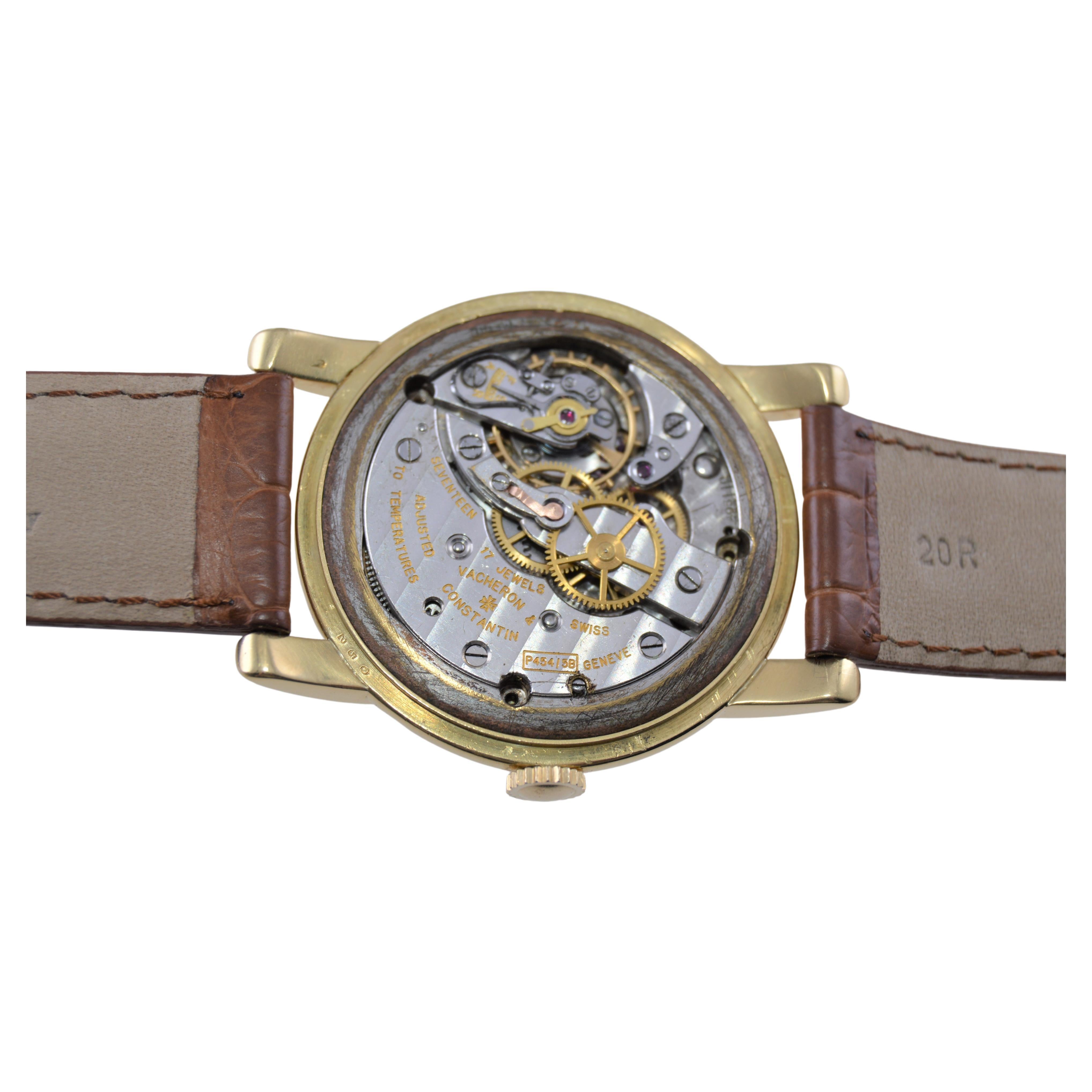 Vacheron Constantin 18Kt. Montre en or jaune avec cadran gravé de style Breguet, années 1940 en vente 6