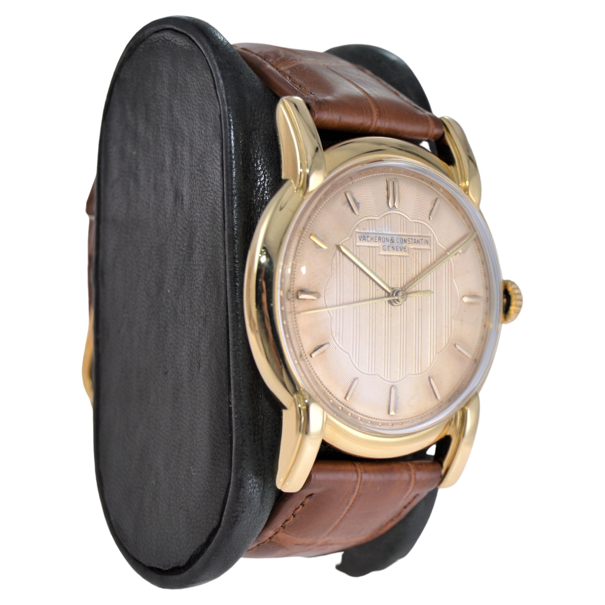 Vacheron Constantin 18Kt. Yellow Gold with Breguet Style Engraved Dial 1940's For Sale