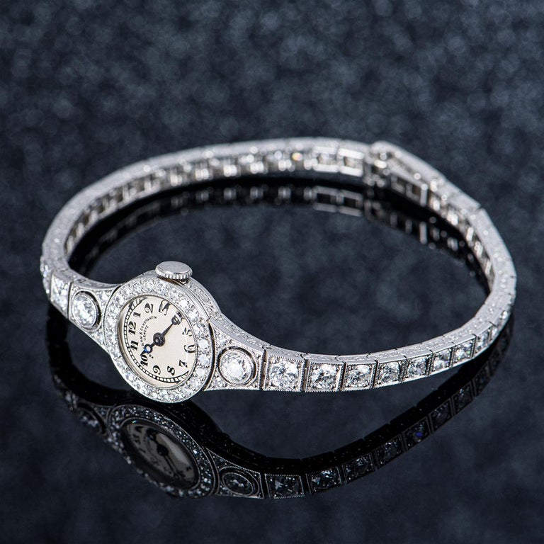 Vacheron Constantin 1920s Vintage Platinum Silver Dial Diamond Set Dress Watch For Sale 5