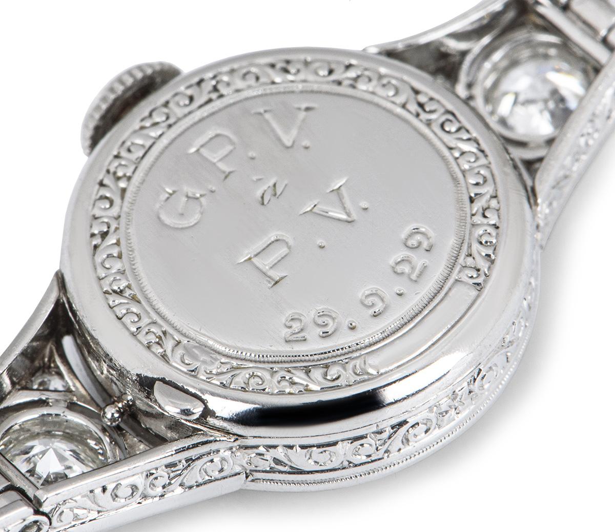 Vacheron Constantin 1920s Vintage Platinum Silver Dial Diamond Set Dress Watch 3
