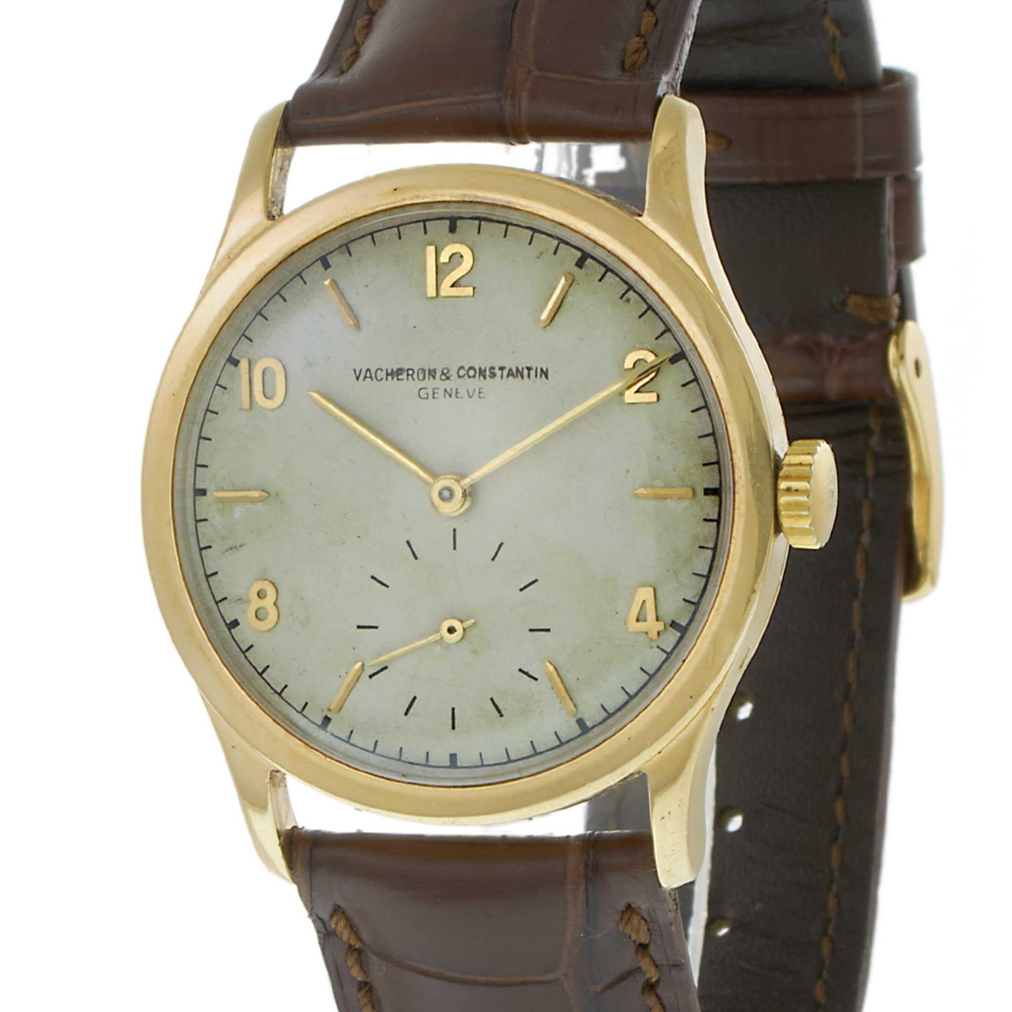 Vacheron & Constantin 1940s Calatrava - Oro giallo 18KT, quadrante beige In condizioni buone in vendita a New York, NY