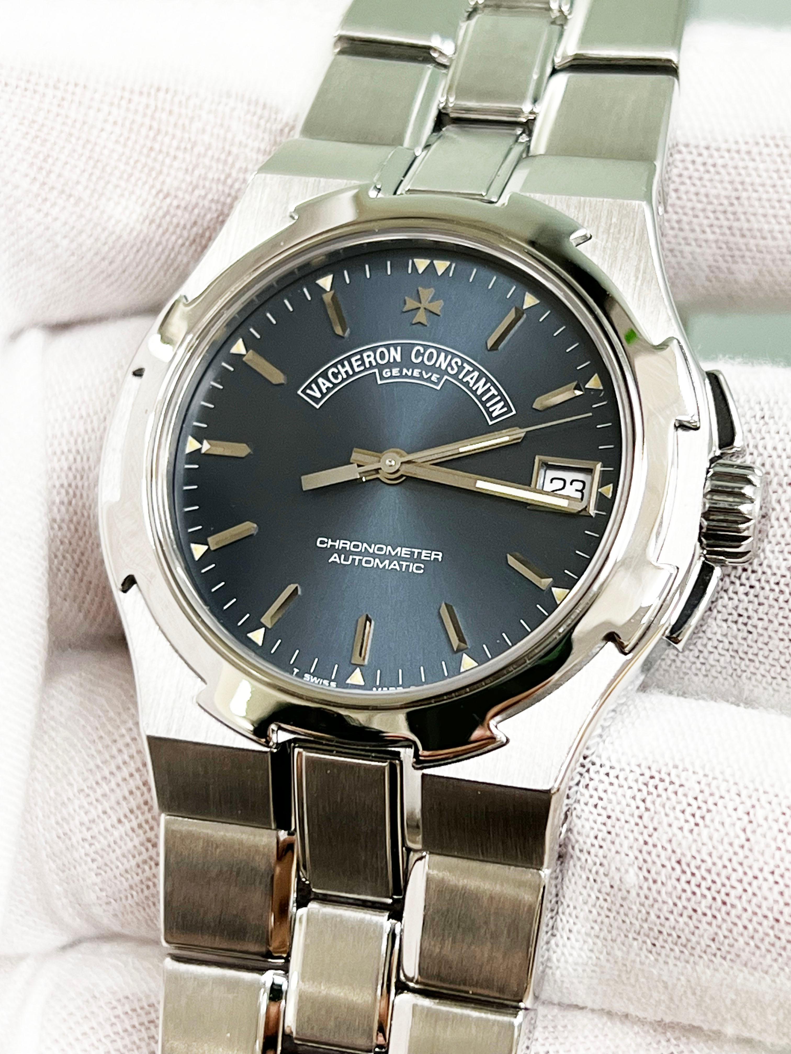 Vacheron Constantin 42042 / 423A Übersee-Schachtelpapier aus Edelstahl mit blauem Zifferblatt 6