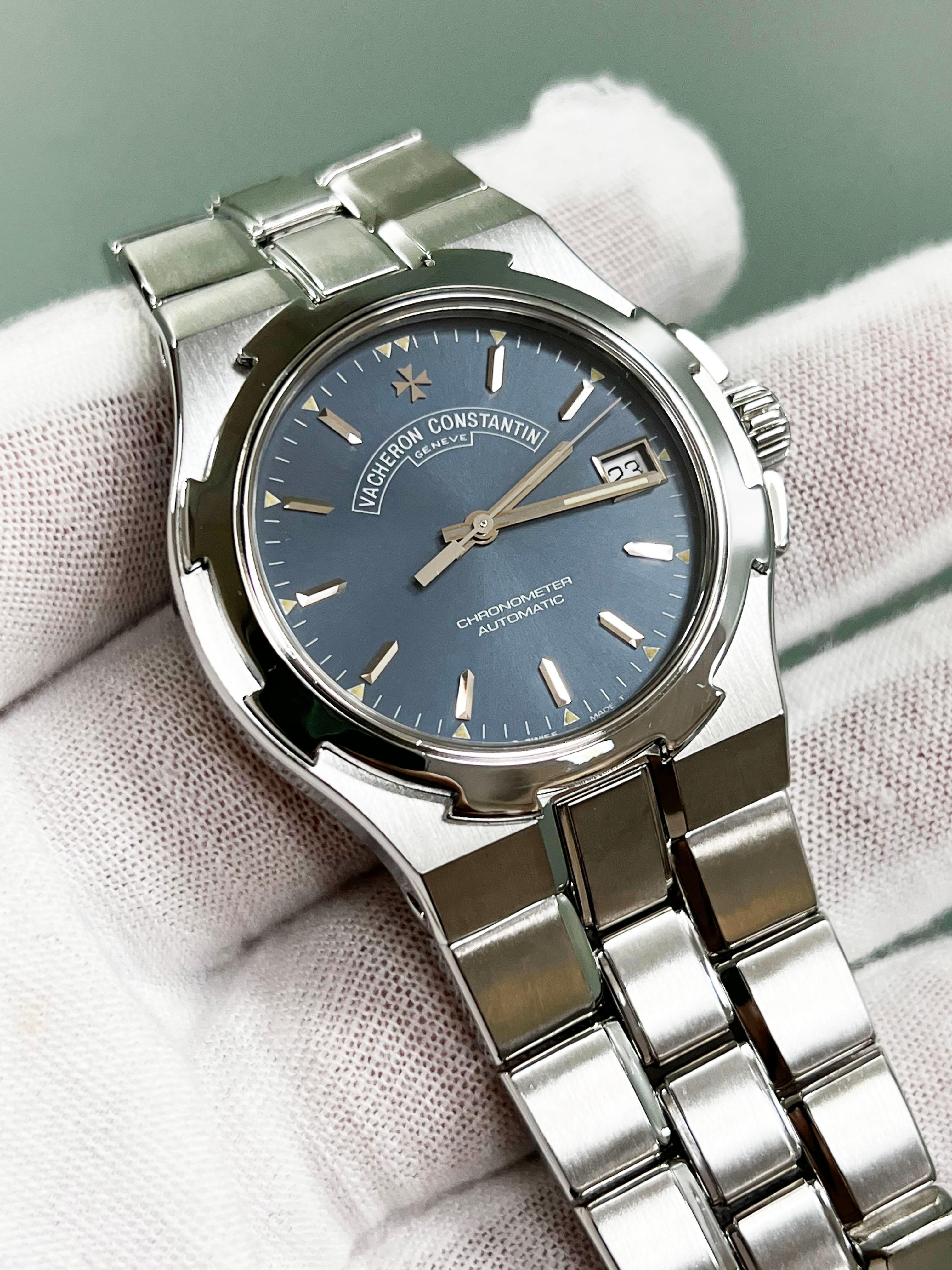 Vacheron Constantin 42042 / 423A Übersee-Schachtelpapier aus Edelstahl mit blauem Zifferblatt 5