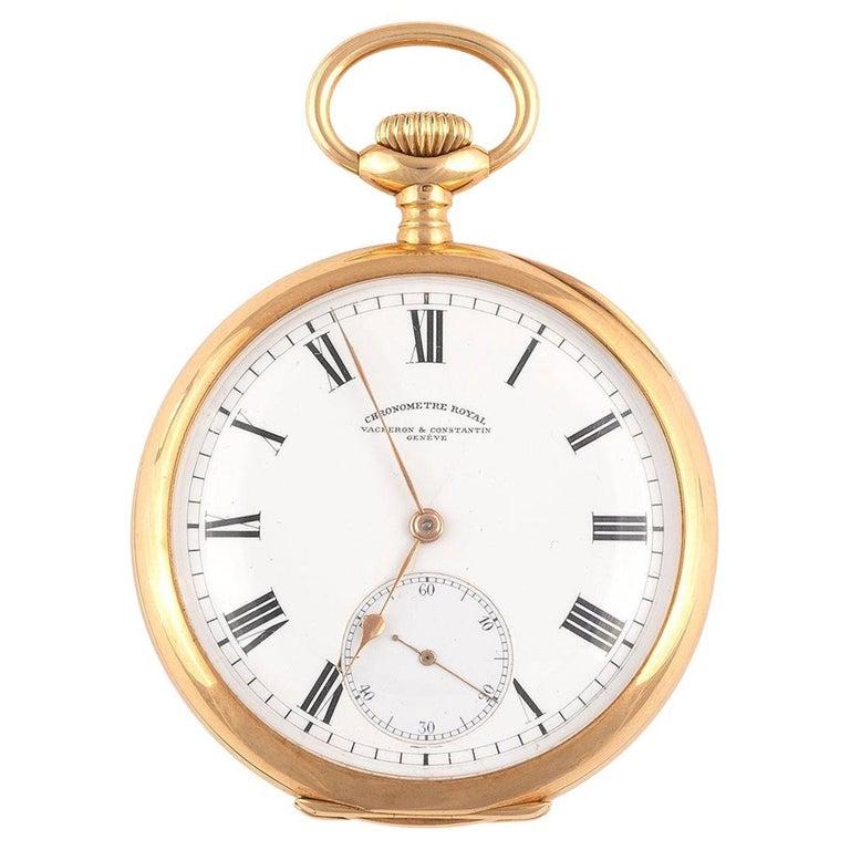 Art nouveau Vacheron Constantin, une belle et grande montre de poche en or jaune à cadran ouvert et à clé en vente