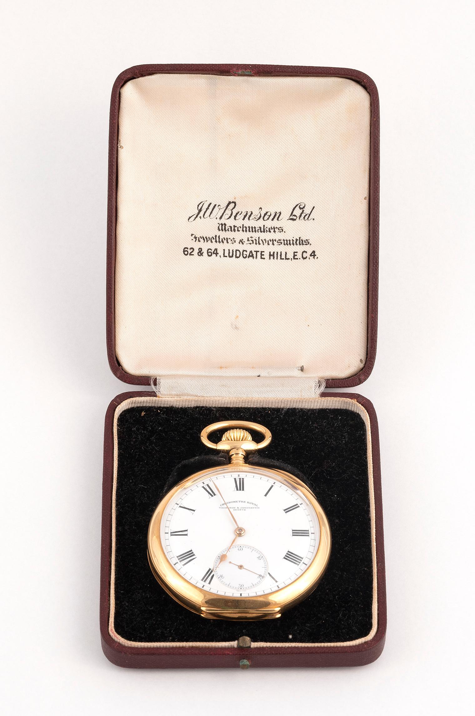 Vacheron Constantin, a Fine and Large Yellow Gold Open Face Keyless Pocket Watch In Excellent Condition In Firenze, IT