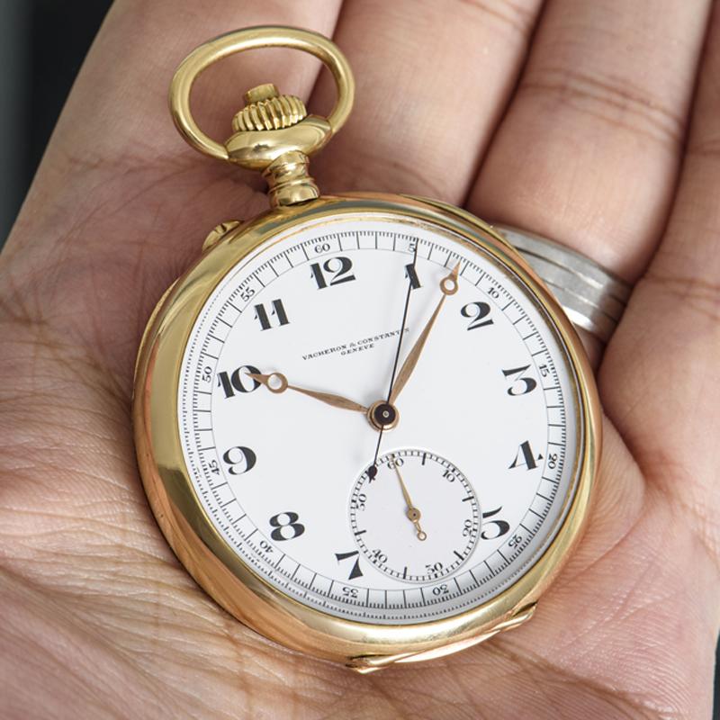 Vacheron & Constantin. A Gold Open Face Chronograph Pocket Watch C1924 For Sale 2