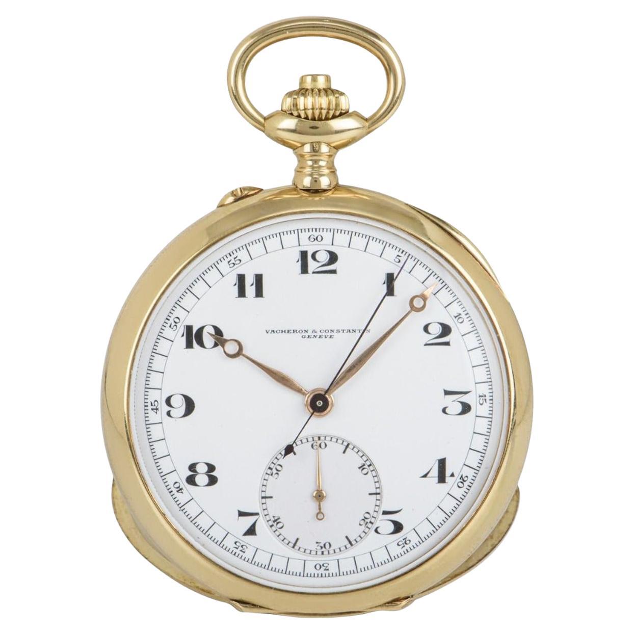 Vacheron & Constantin. A Gold Open Face Chronograph Pocket Watch C1924 For Sale