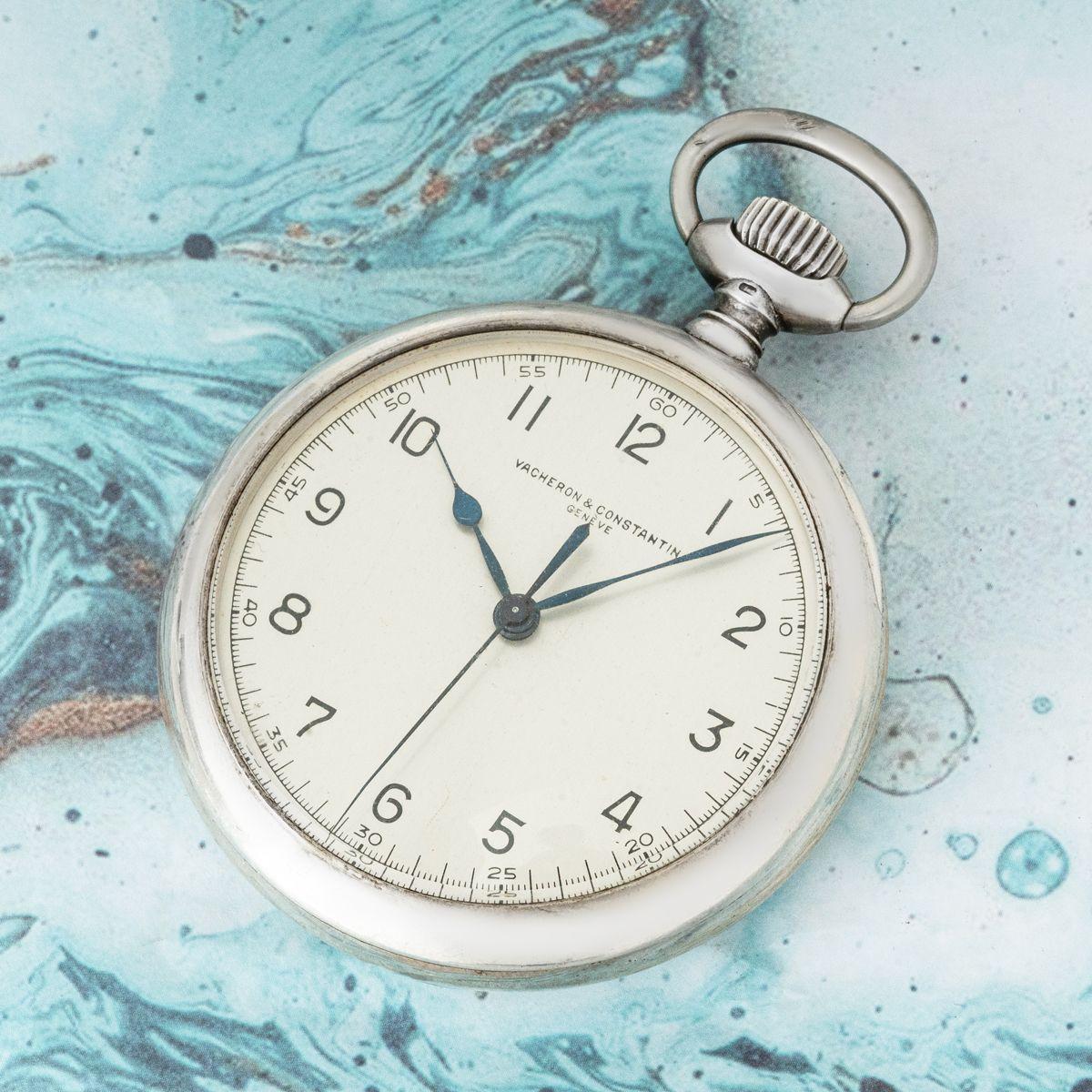 Vacheron & Constantin. A Rare Military Silver Deck Pocket Watch C1940s For Sale 7