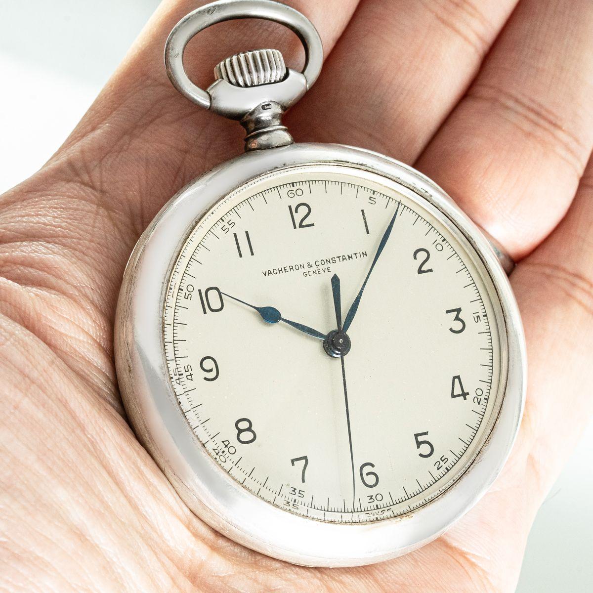 Vacheron & Constantin. A Rare Military Silver Deck Pocket Watch C1940s For Sale 8