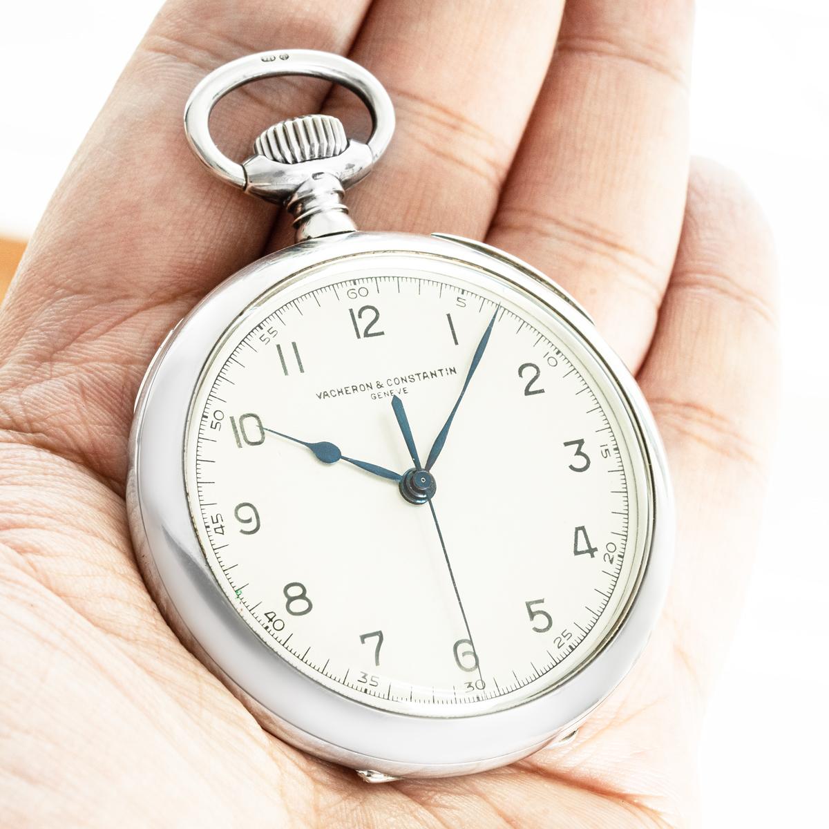 Vacheron & Constantin. A Silver Deck Watch Retailed by Asprey C1940 For Sale 6