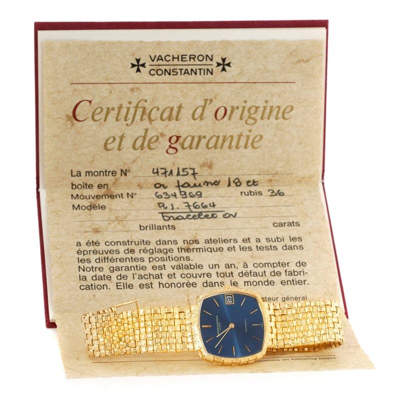 Vacheron Constantin Automatic 18 Karat Yellow Gold Watch 7664 Box Papers 5