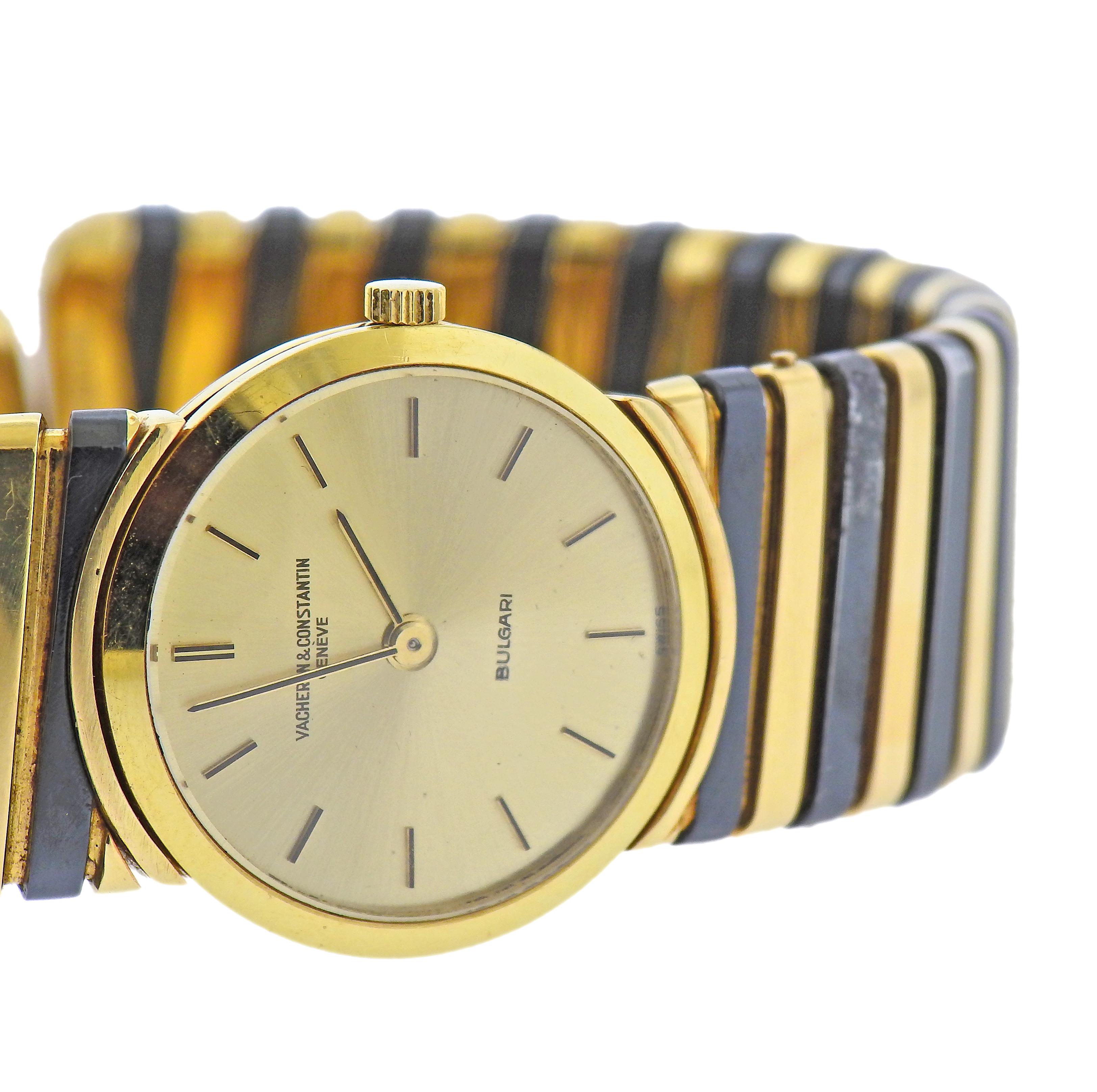Vacheron Constantin Bulgari Gold Watch Bracelet In Excellent Condition For Sale In New York, NY