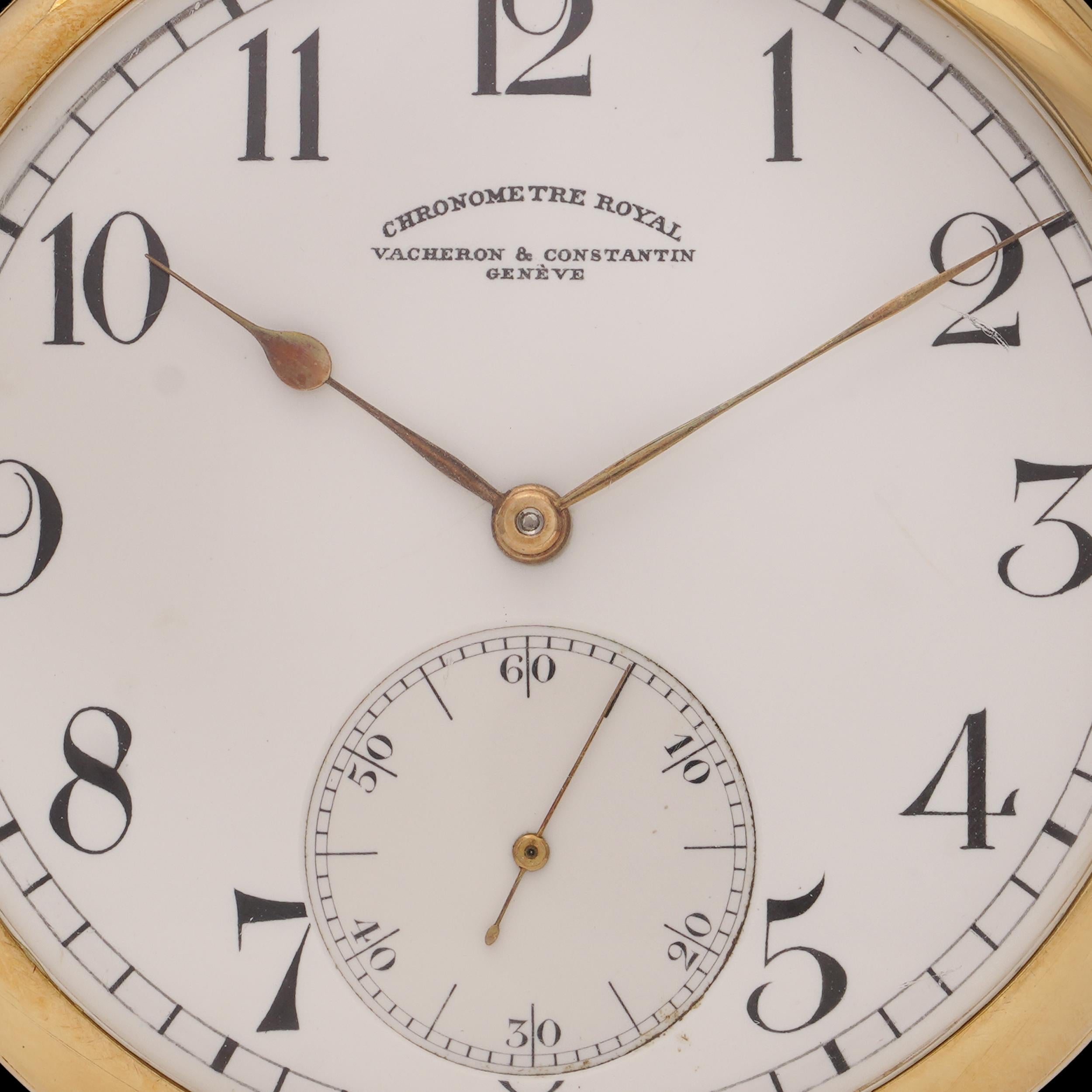 Vacheron & Constantin Chronomètre Royal 18kt Gold Pocket Watch – 55mm In Good Condition For Sale In Braintree, GB