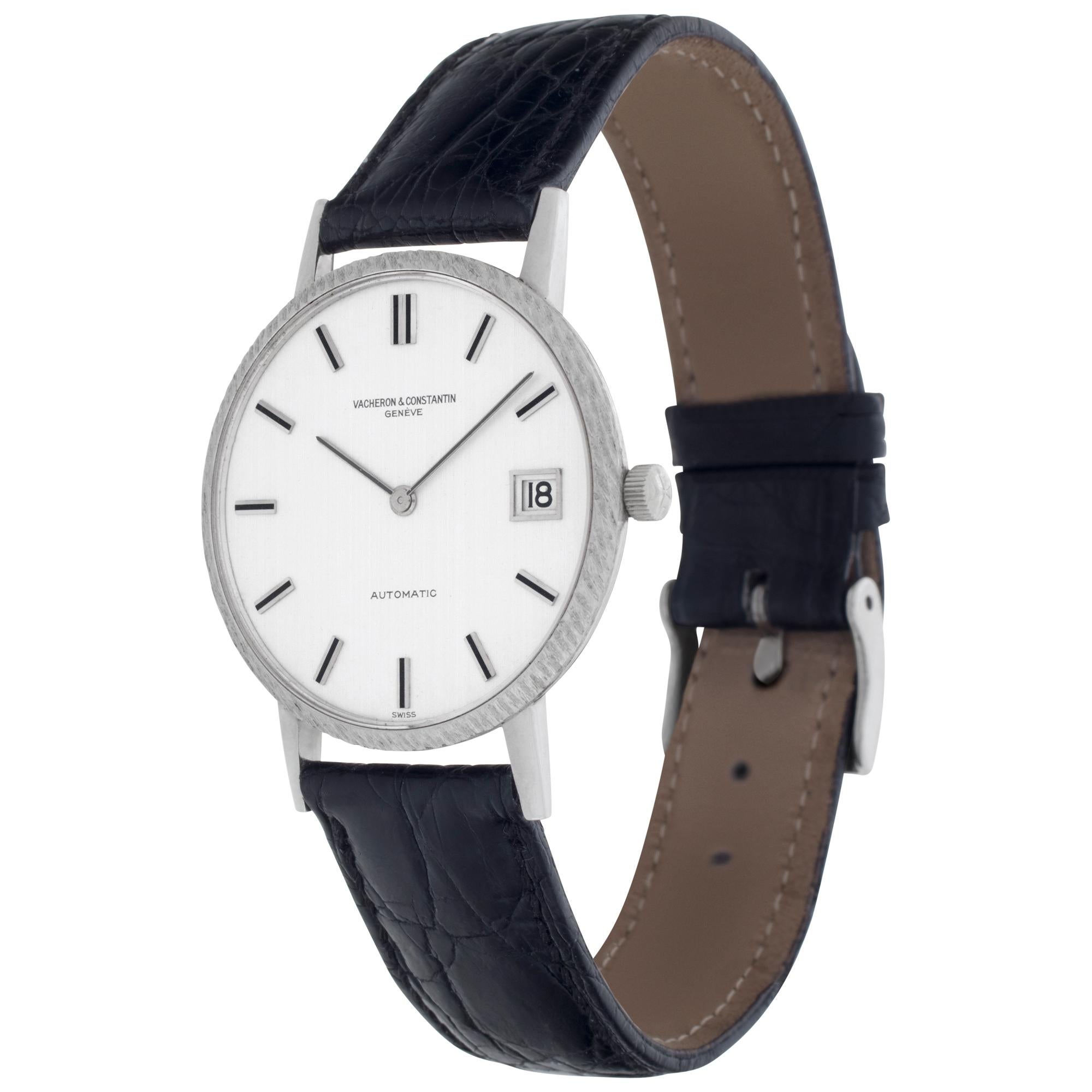 Vacheron Constantin Ultra Thin in 18k white gold on European croco leather strap with stainless steel tang buckle. Auto gold rotor w/ date. 35 mm case size. Ref 2051. Fine Pre-owned Vacheron Constantin Watch.

Certified preowned Dress Vacheron