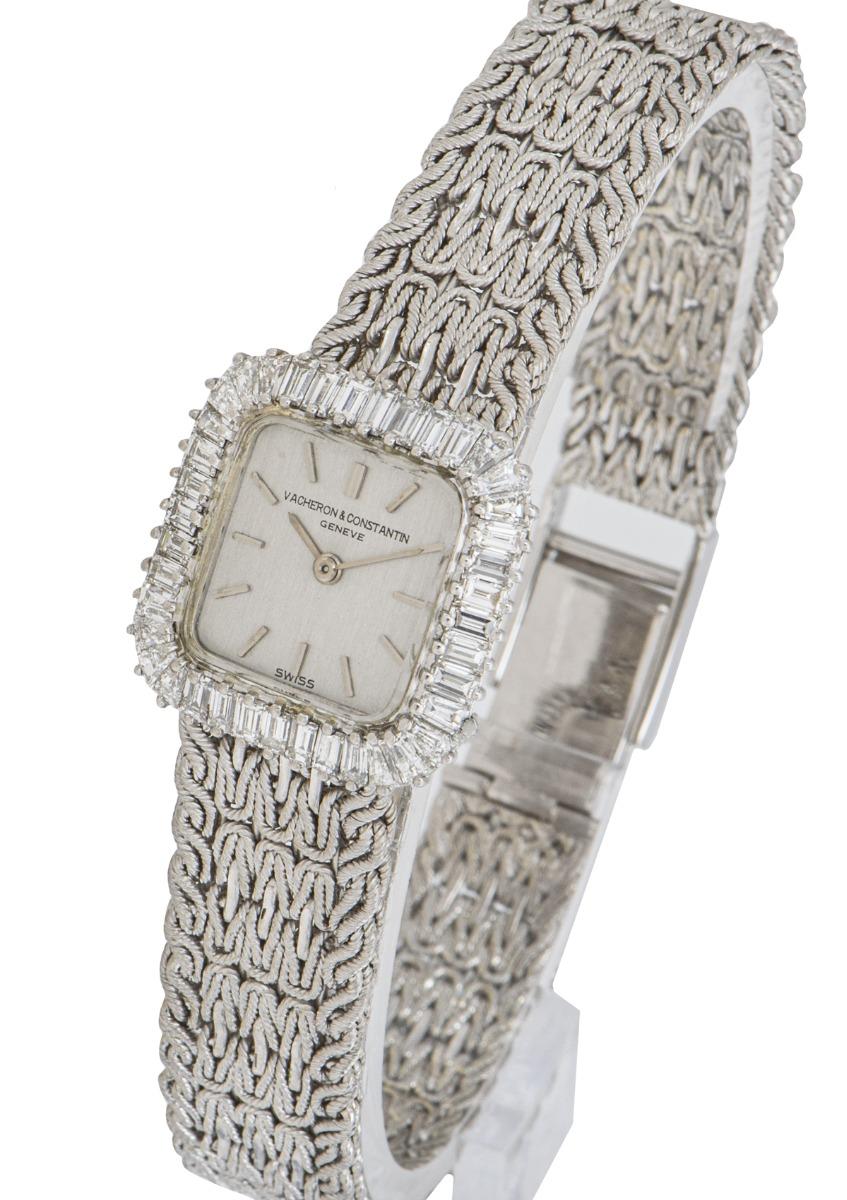 Taille baguette Vacheron Constantin Montre cocktail en or blanc avec lunette en diamant F3.1046 en vente