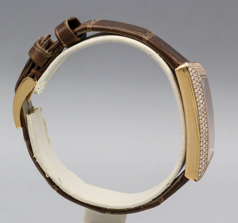 Vacheron Constantin Diamond 18 Karat Rose Gold 1972 Cambree Ladies Wristwatch In Good Condition For Sale In New York, NY