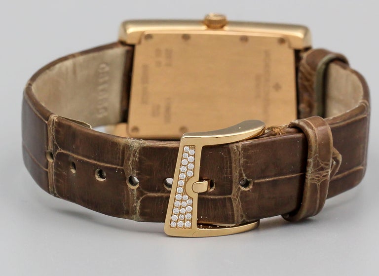 Women's or Men's Vacheron Constantin Diamond 18 Karat Rose Gold 1972 Cambree Ladies Wristwatch For Sale