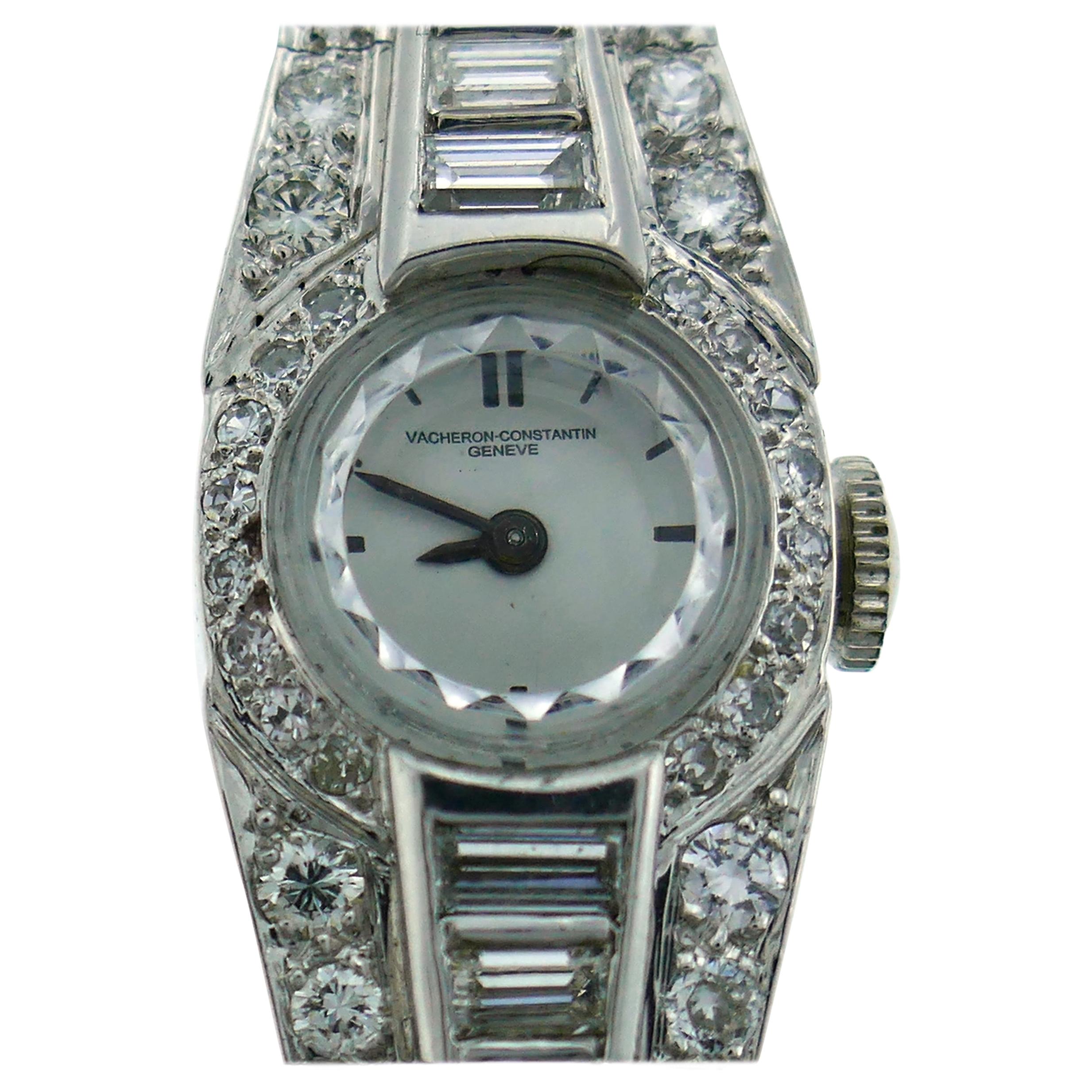 Vacheron-Constantin Diamond Platinum Bracelet Ladies Wristwatch