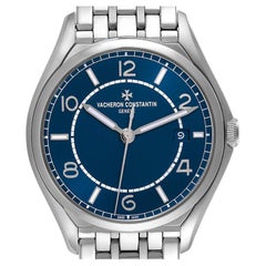 Vacheron Constantin Fifty Six Blue Dial Steel Mens Watch 4600E Box Card