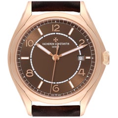 Vacheron Constantin Fifty Six Brown Dial Rose Gold Mens Watch 4600E Box Card