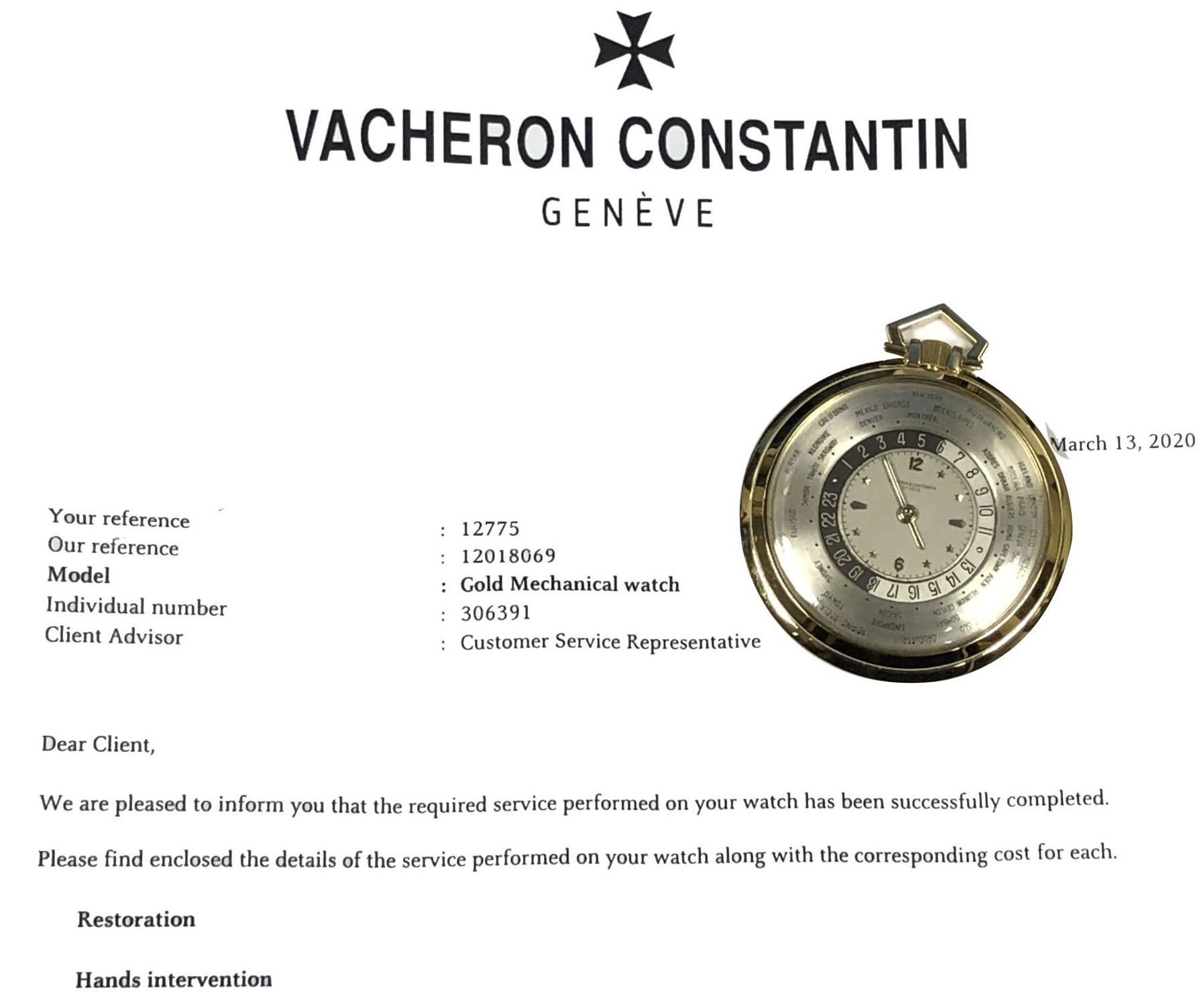 Vacheron Constantin Feine und seltene Weltzeit-Taschenuhr für Damen oder Herren