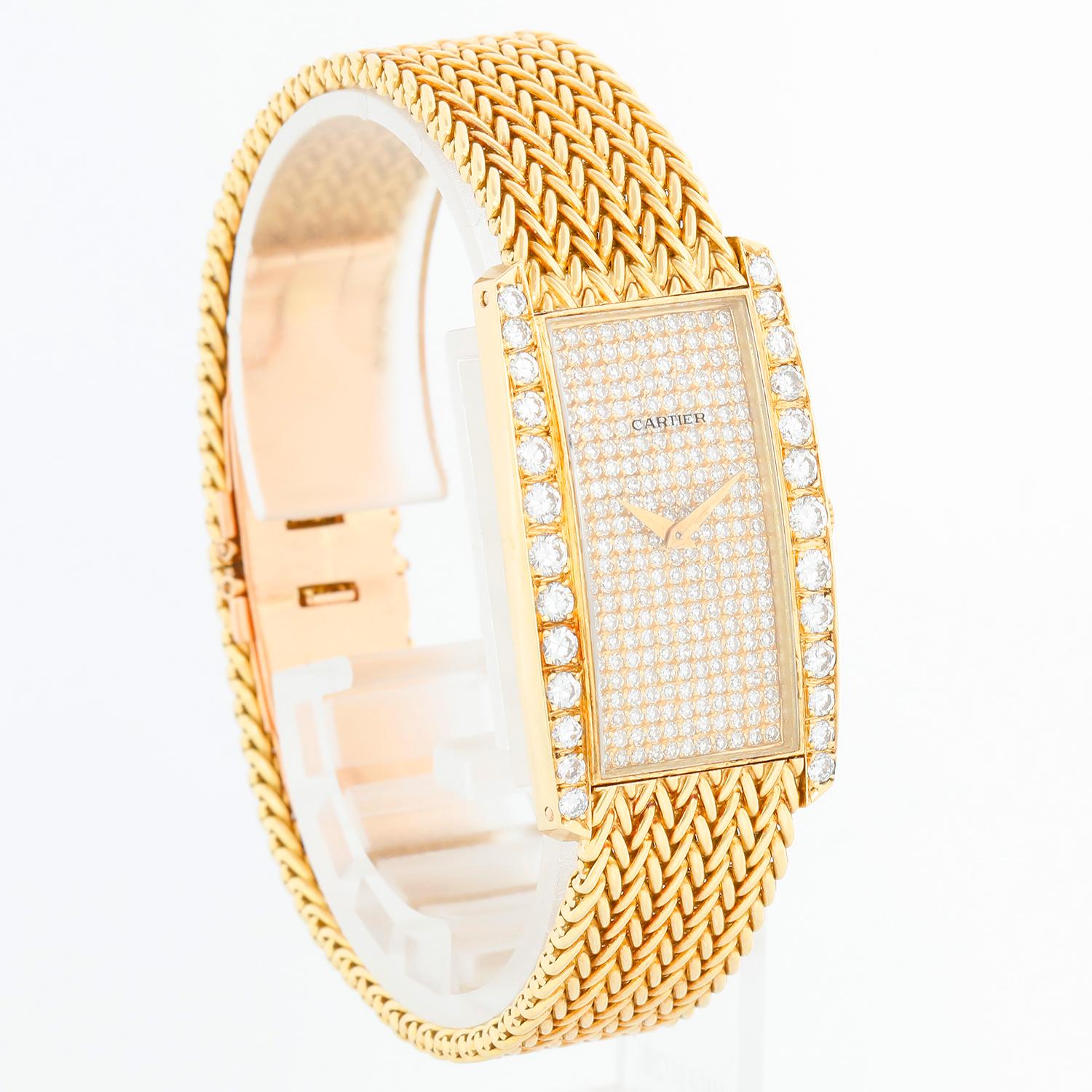 Vacheron Constantin for Cartier Paris 18K Yellow Gold and Diamond Ladies Watch In Excellent Condition For Sale In Dallas, TX