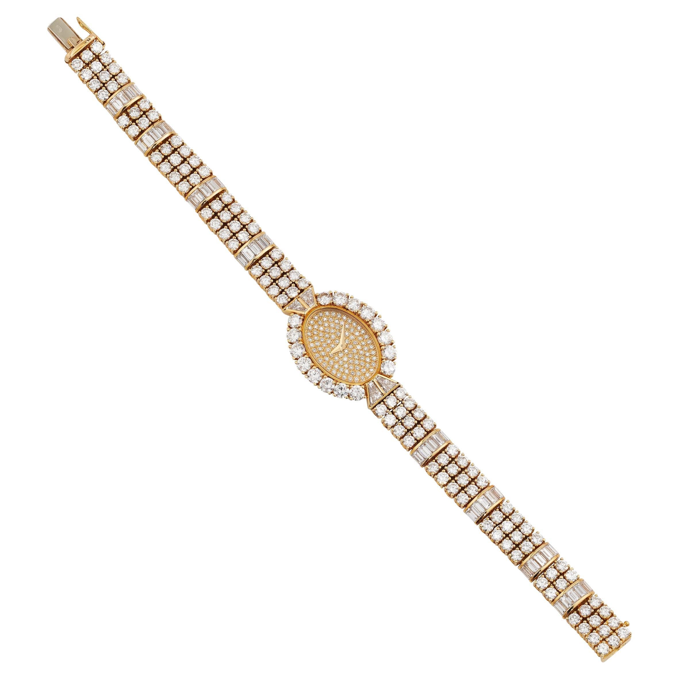 Vacheron Constantin Geneve Ladies Full Diamond Wristwatch & Bracelet in 18K Gold For Sale