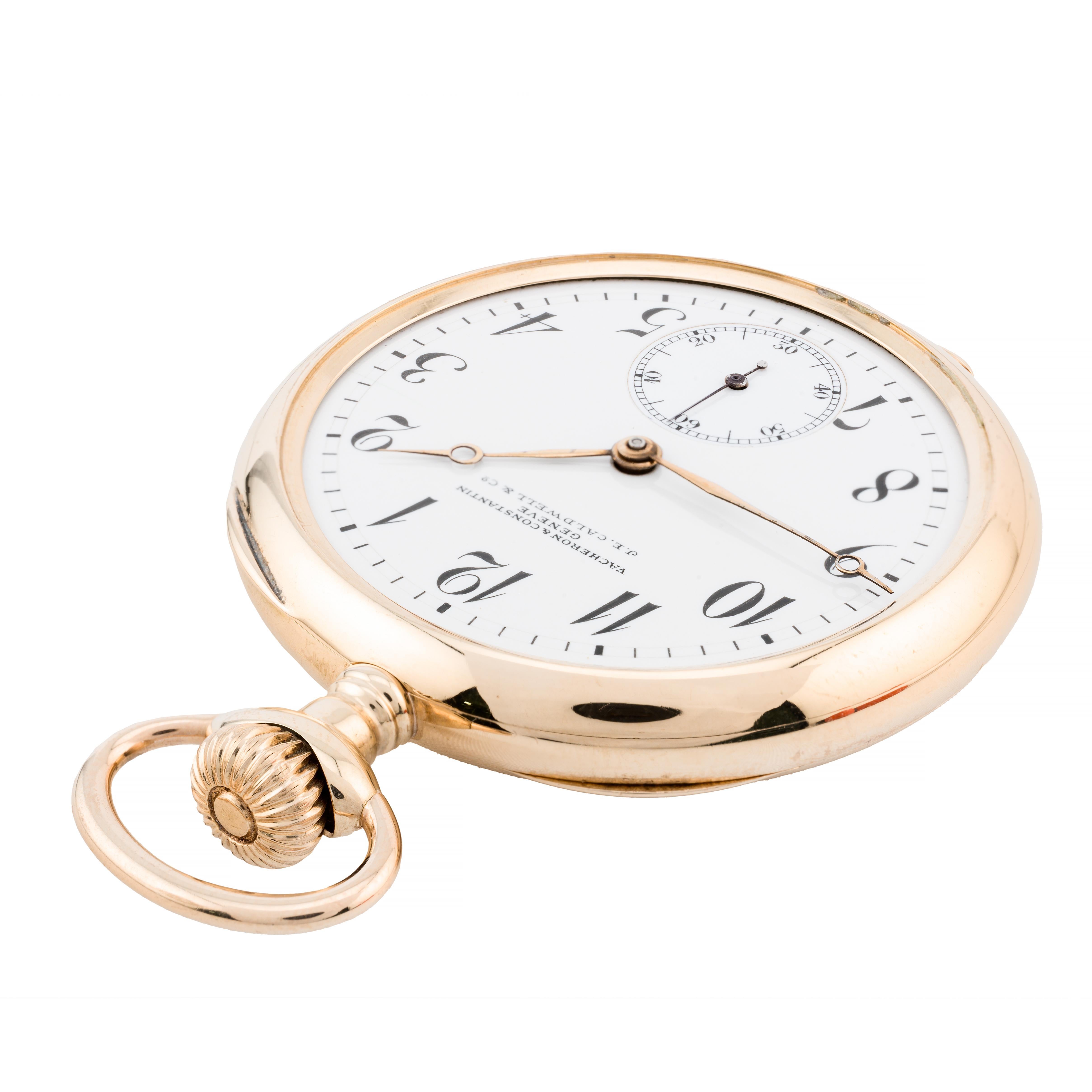 Edwardian Vacheron & Constantin Geneve Pocket Watch Retailed by JE Caldwell 14 Karat Gold
