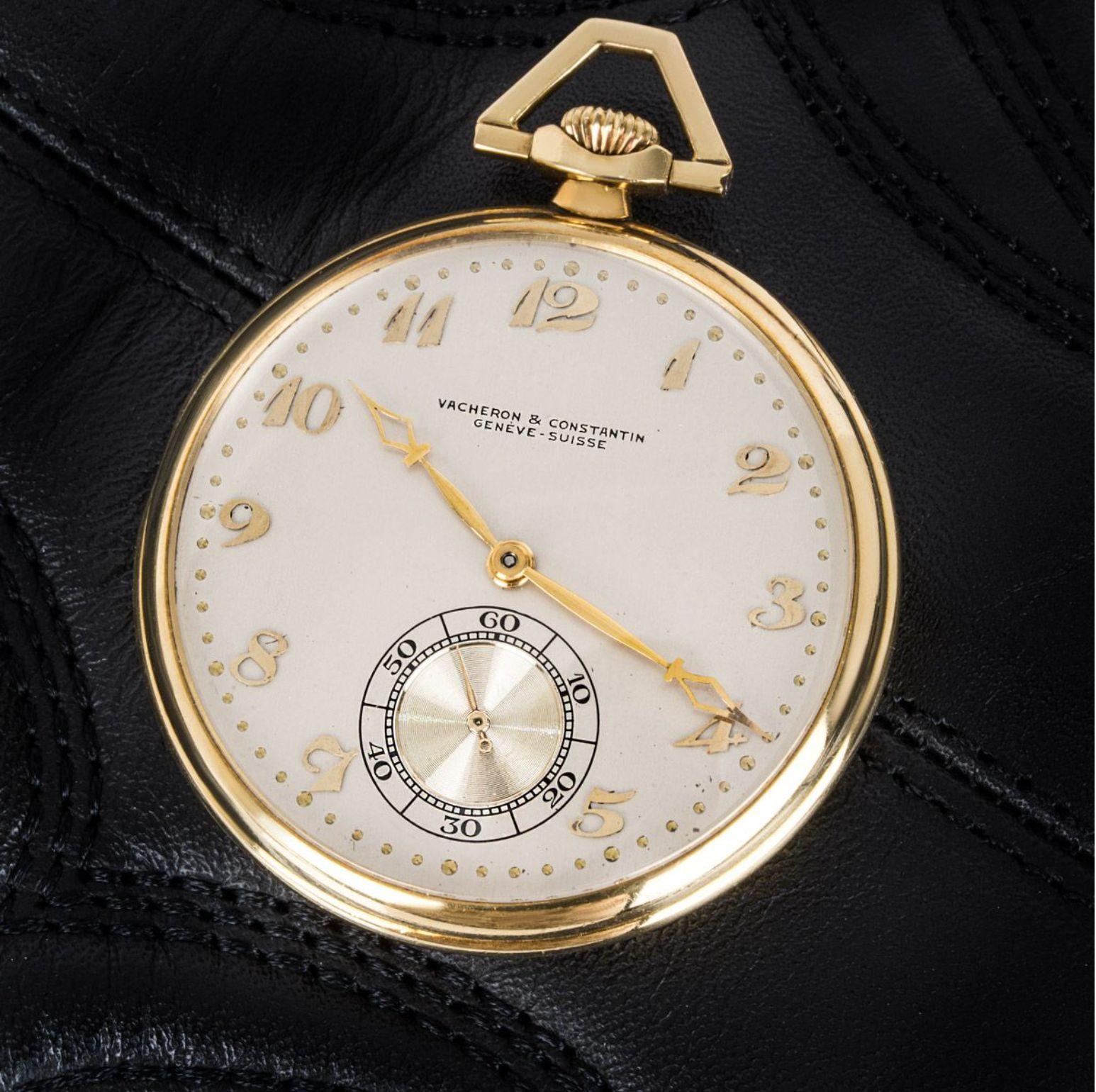 Vacheron Constantin. A 18ct Yellow Gold Keyless Lever Open face Pocket Watch C1920s

Dial: The fully signed Vacheron & Constantin Geneve- Suisse silver satin finished dial with gold Breguet numerals outer gold minute dots and susidiary seconds dial
