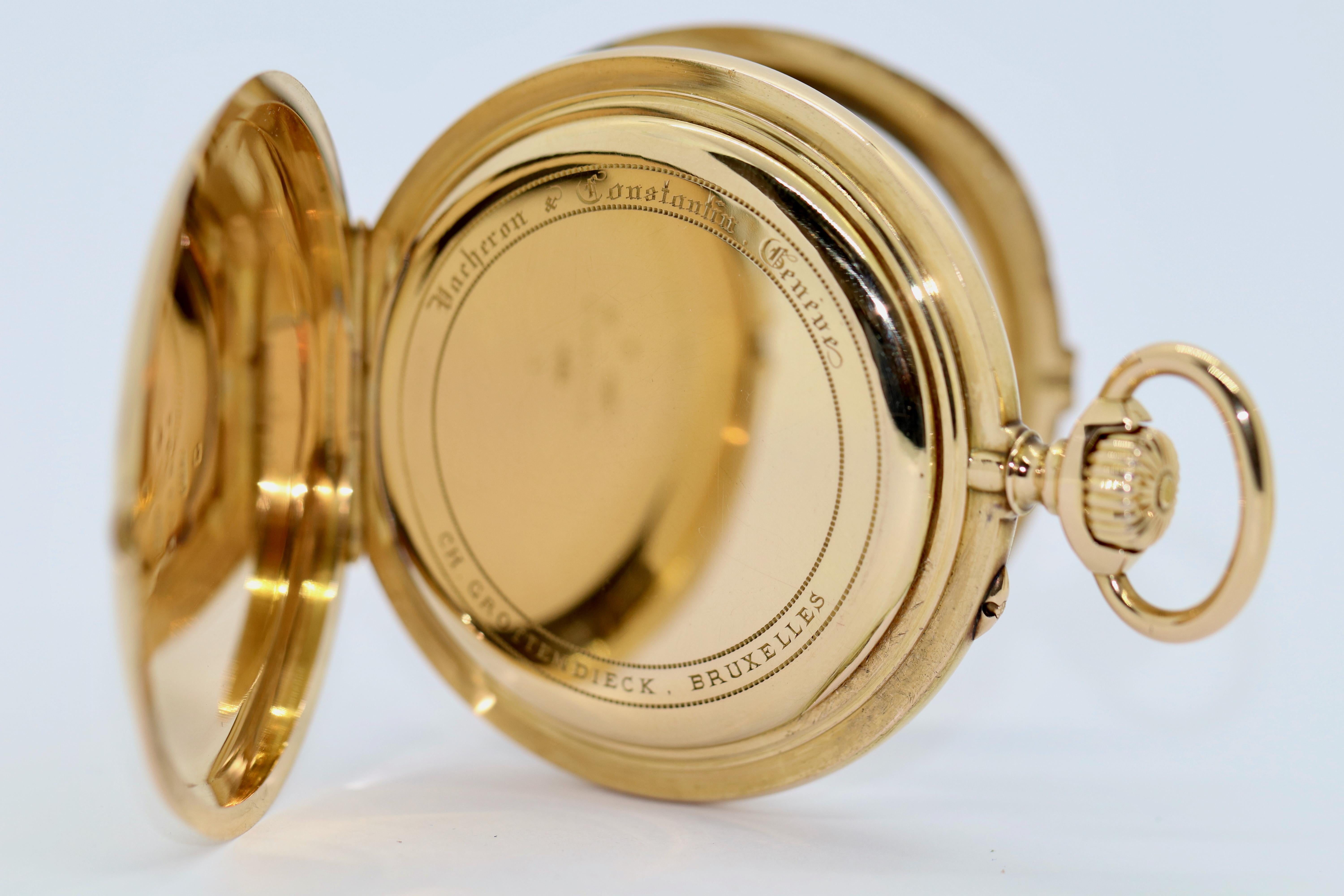 Vacheron & Constantin Grottendieck Bruxelles 18 Karat Gold Pocket Watch For Sale 4