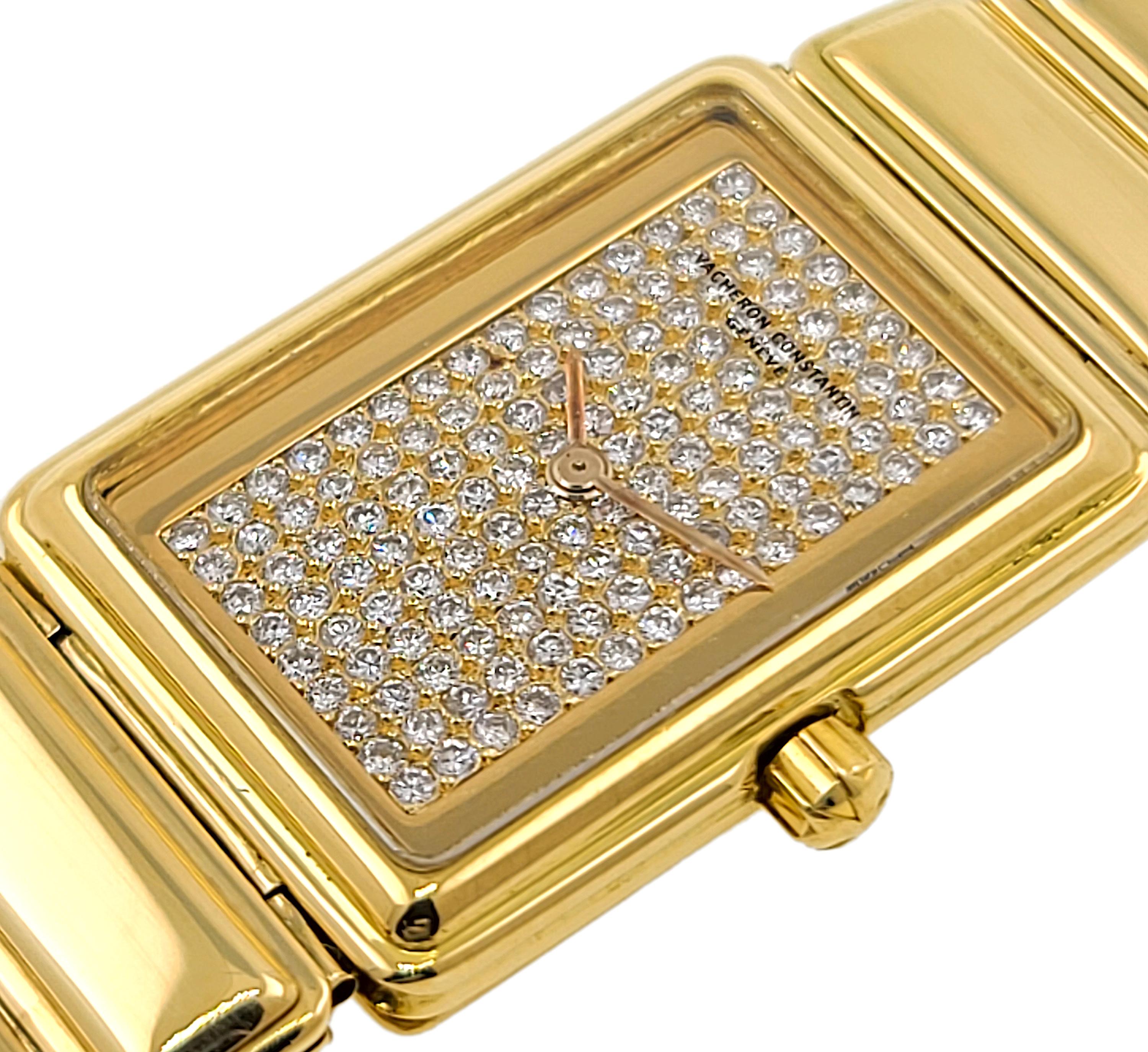 Brilliant Cut Vacheron Constantin Harmony18k Gold 750 134 Diamonds Extra Thin with Papers Box
