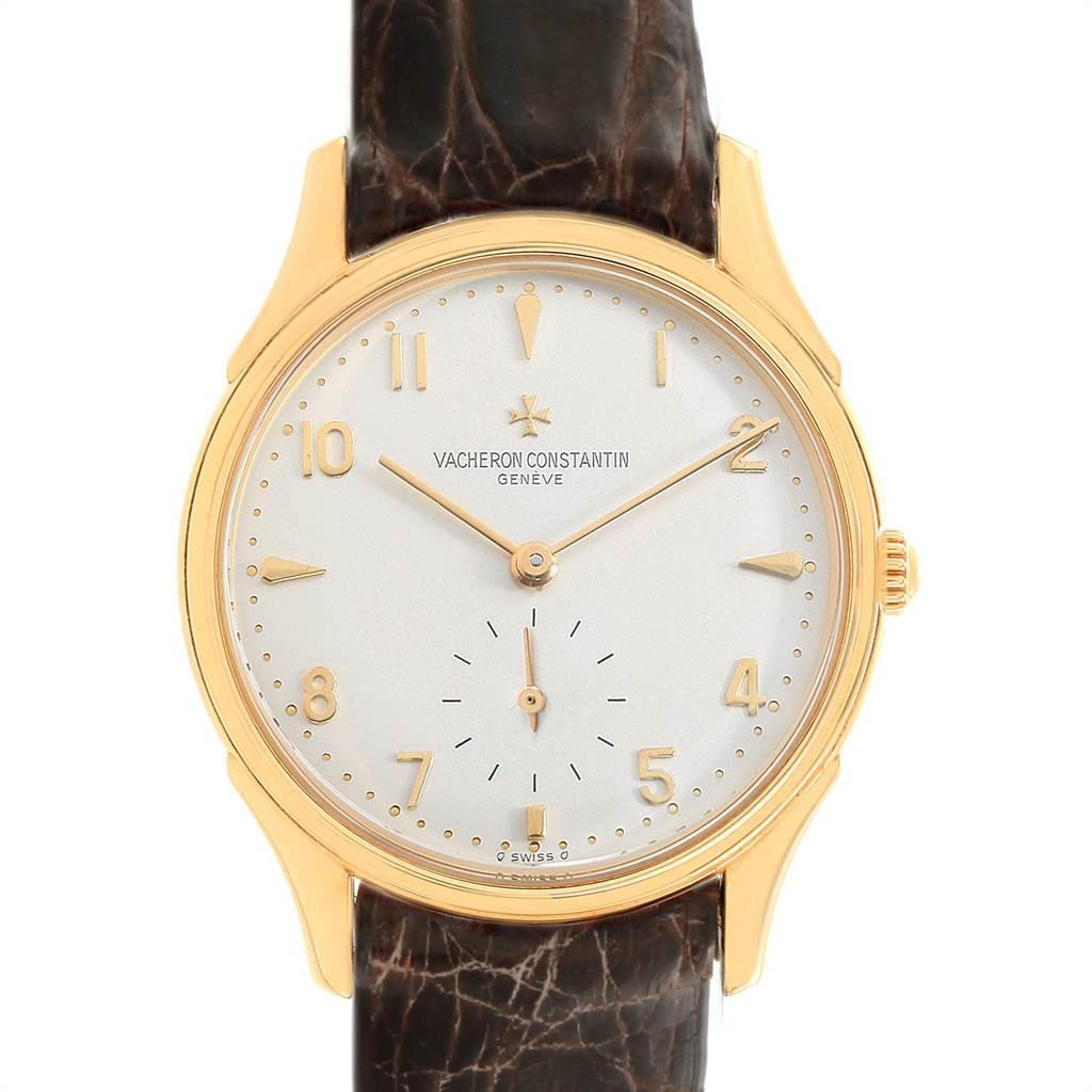 Vacheron Constantin Historique 33mm Yellow Gold Mens Watch 92239. Manual winding movement. Rhodium-plated, fausses-c√¥tes decoration, 21 jewels, straight line lever escapement, monometallic balance adjusted for heat, cold isochronism and 5