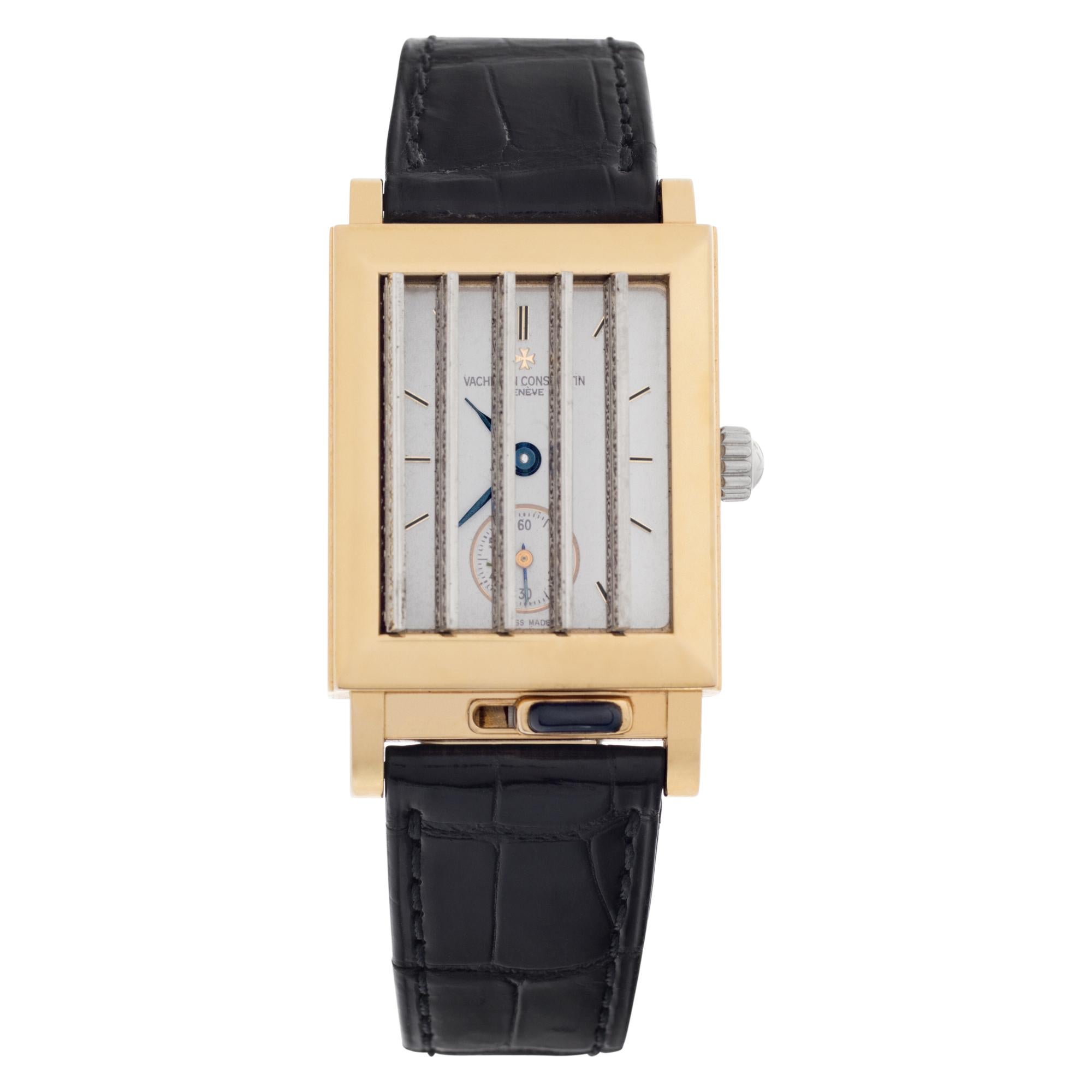Rare et belle jalousie Vacheron Constantin Historiques en or blanc et rose 18 carats sur bracelet en alligator noir VC avec boucle déployante VC 18 carats. Manual avec secondes supplémentaires. Taille du boîtier de 26 mm x 33 mm. Réf 682681. Édition