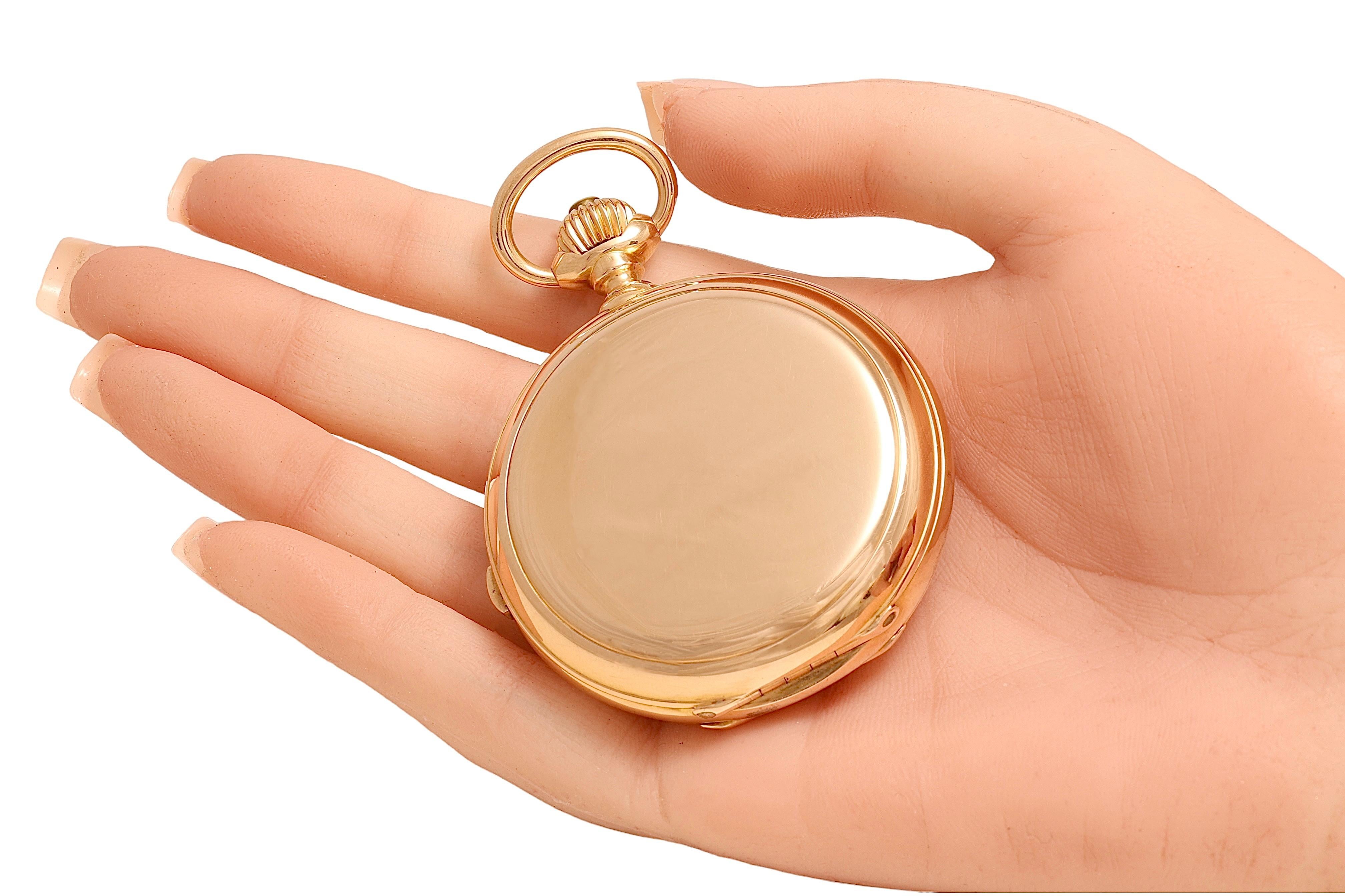 Vacheron Constantin Hunter Case Pocket Watch 1 Botton Chronograph 18kt Pink Gold For Sale 5
